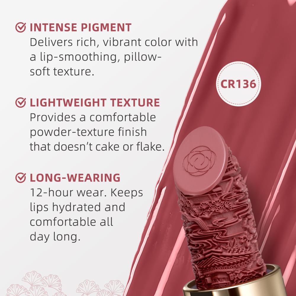 Catkin Moist Lipstick – Hydrating, High-Impact Rose Glow (136)
