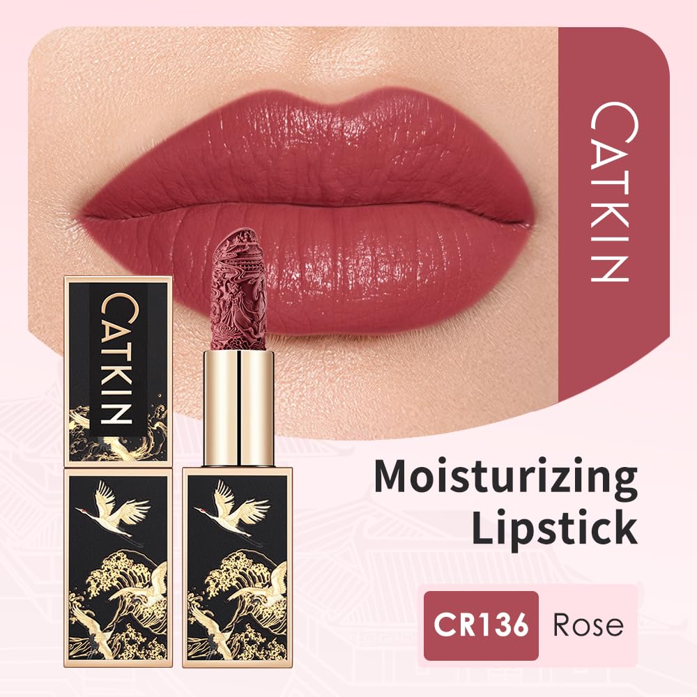 Catkin Moist Lipstick – Hydrating, High-Impact Rose Glow (136)