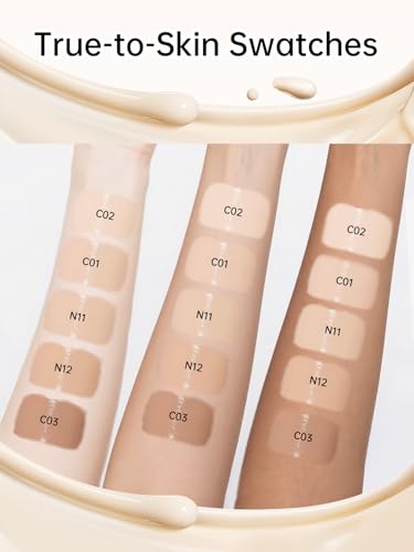 Catkin Phoenix Cushion Foundation – Buildable Coverage, Anti-Aging Serum, Sheer Satin Finish | Light Beige 0.46 Oz × 2 (C03 Vanilla)
