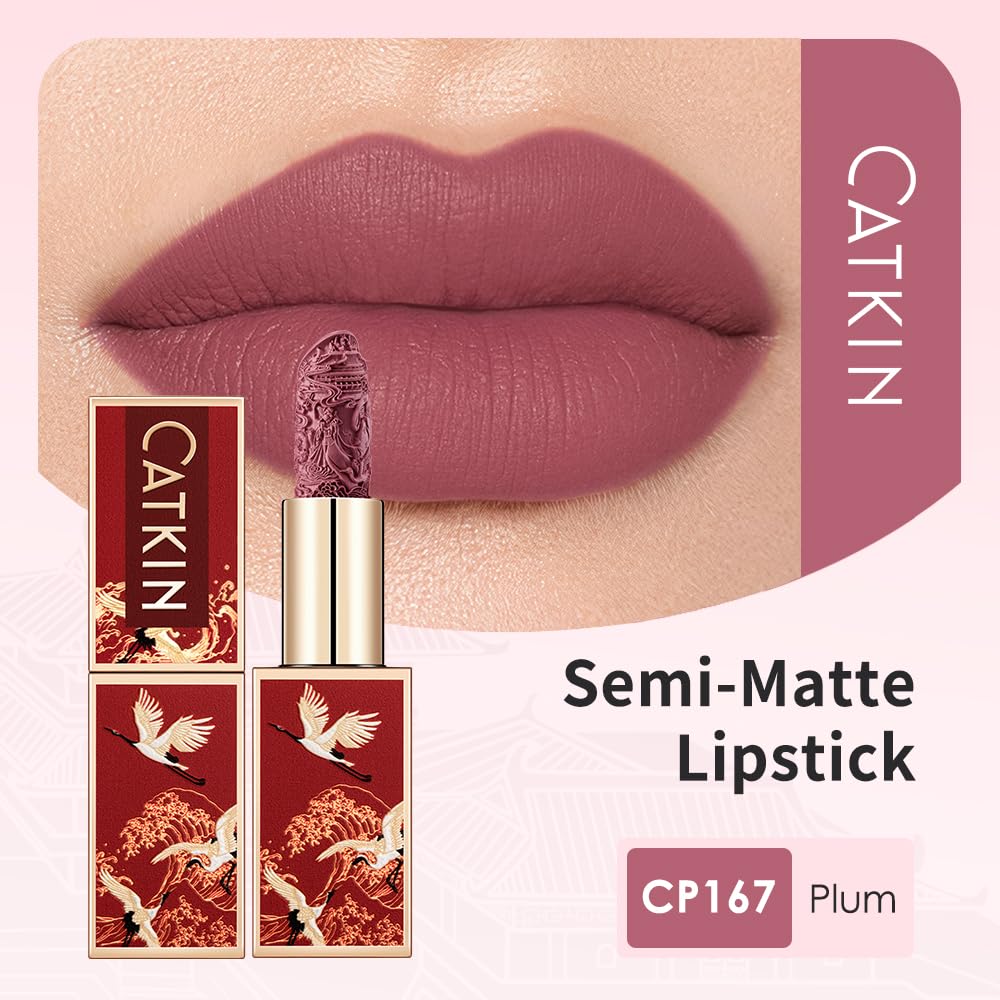 Catkin Semi-Matte Lipstick 167 | Hydrating High-Impact Color with Vitamin E & Avocado Oil