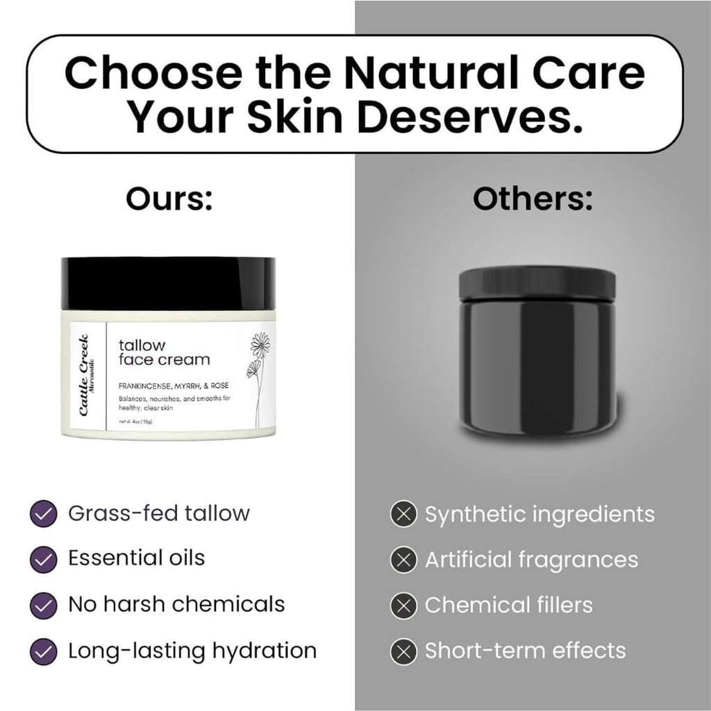 Cattle Creek Mercantile Whipped Tallow Face Moisturizer | Grass-Fed Tallow + Sweet Almond, Myrrh & Frankincense (4 oz)