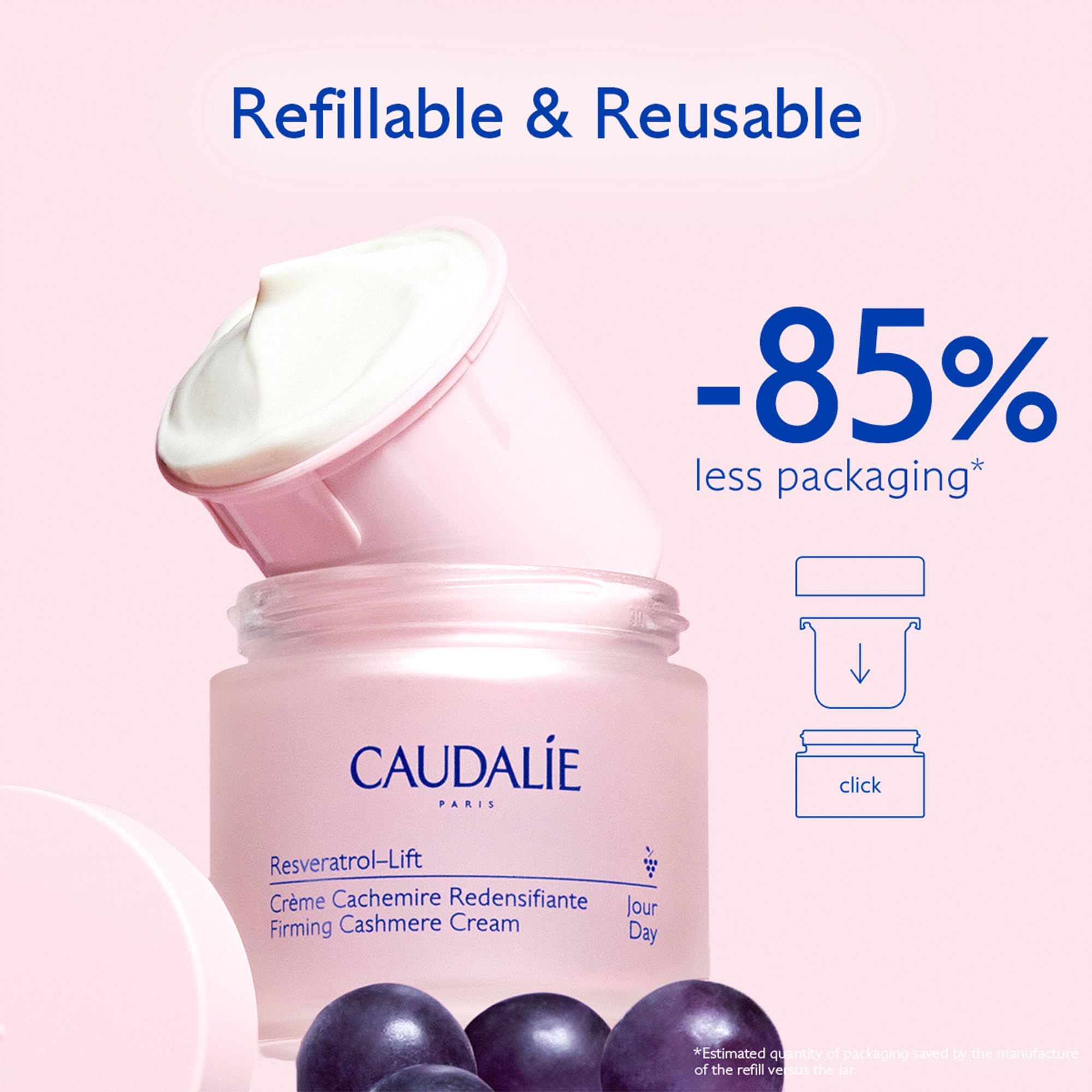 Caudalie Resveratrol-Lift Firming Cashmere Cream – Retinol Alternative, 50 mL (Refillable Jar)