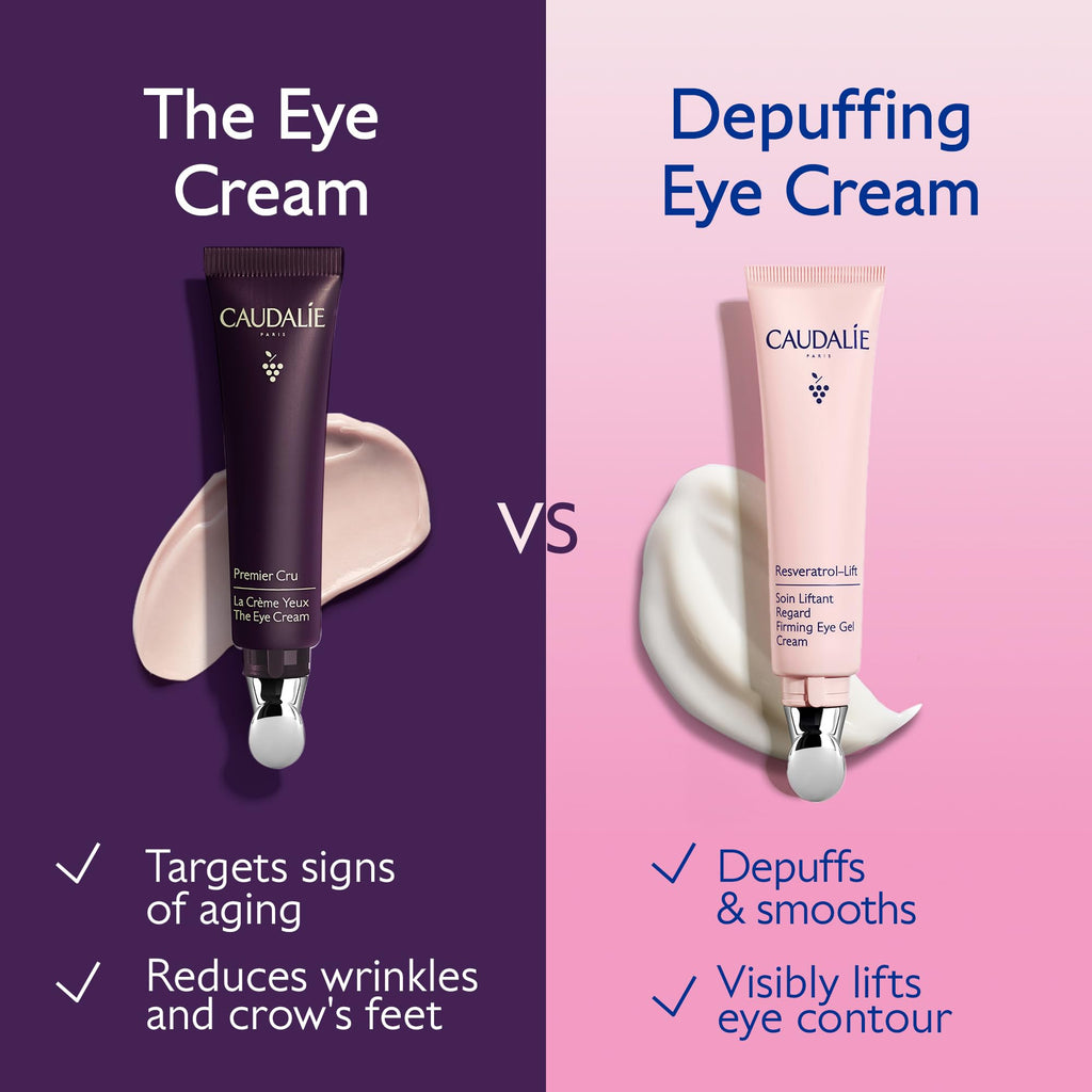 Caudalie Resveratrol-Lift Eye Gel Cream with Peptides, Hyaluronic Acid & Vegan Collagen – 15 mL