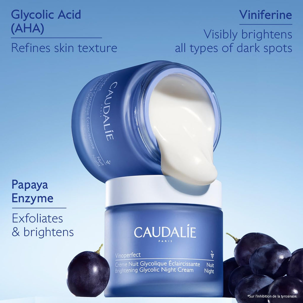 Caudalie Vinoperfect Dark Spot Brightening Glycolic Night Cream – Refillable Jar 50 mL