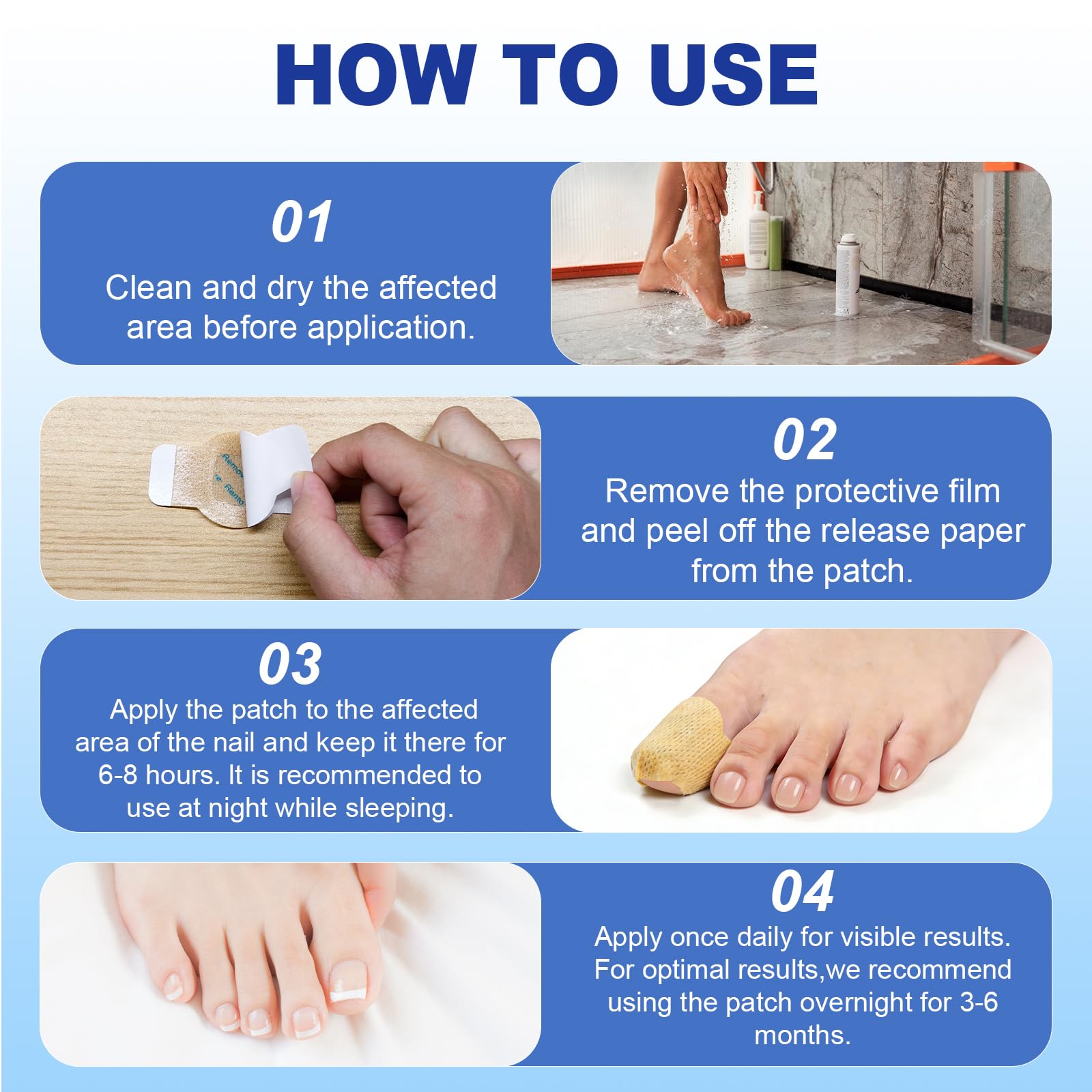 CauseYouLove Nail Patches for Toenails - 2-Pack, 8-Hour Overnight Care, 42 Count