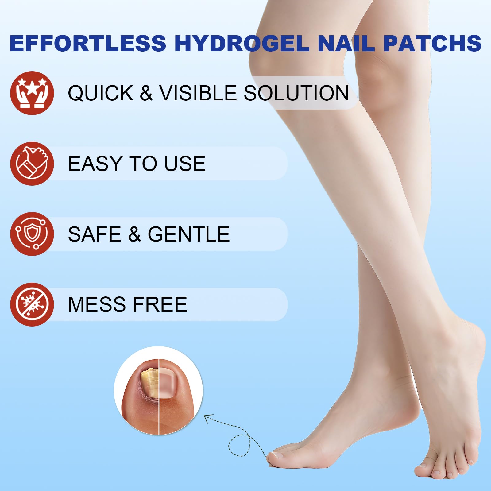CauseYouLove Nail Patches for Toenails - 2-Pack, 8-Hour Overnight Care, 42 Count