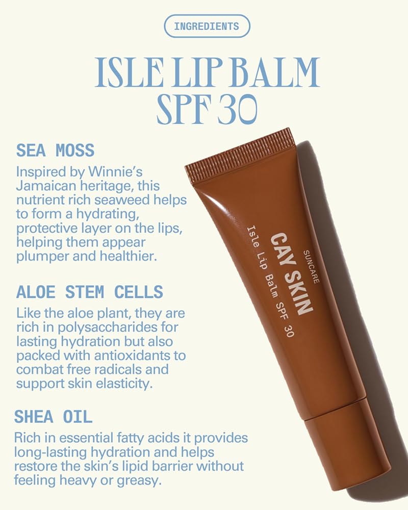 Cay Skin Isle Lip Balm SPF 30 – High Shine Hydrating Sheer Gloss in Vanilla Brown Sugar (Coral, 0.35 oz)