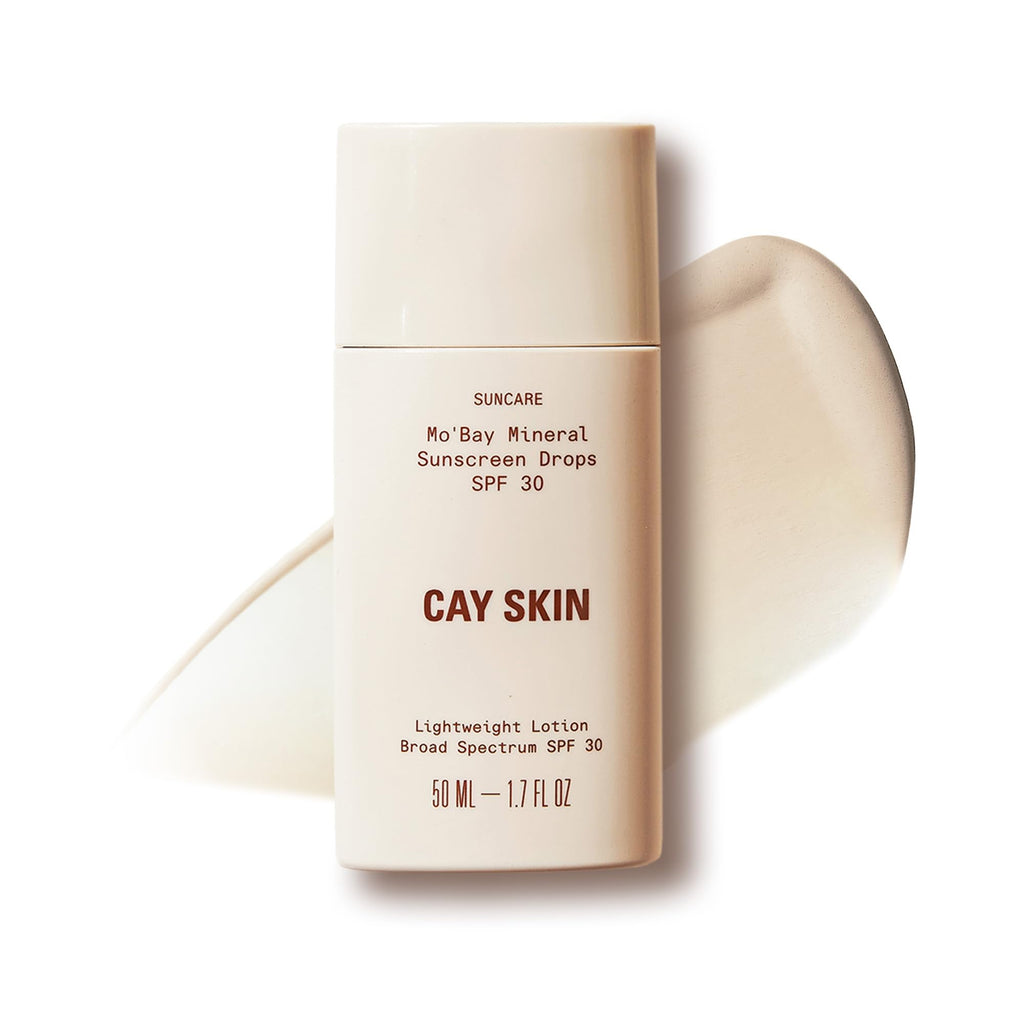 Cay Skin Mo'Bay Mineral Sunscreen Drops SPF 30 – Mineral SPF Face Sunscreen & Makeup Primer with Sea Moss