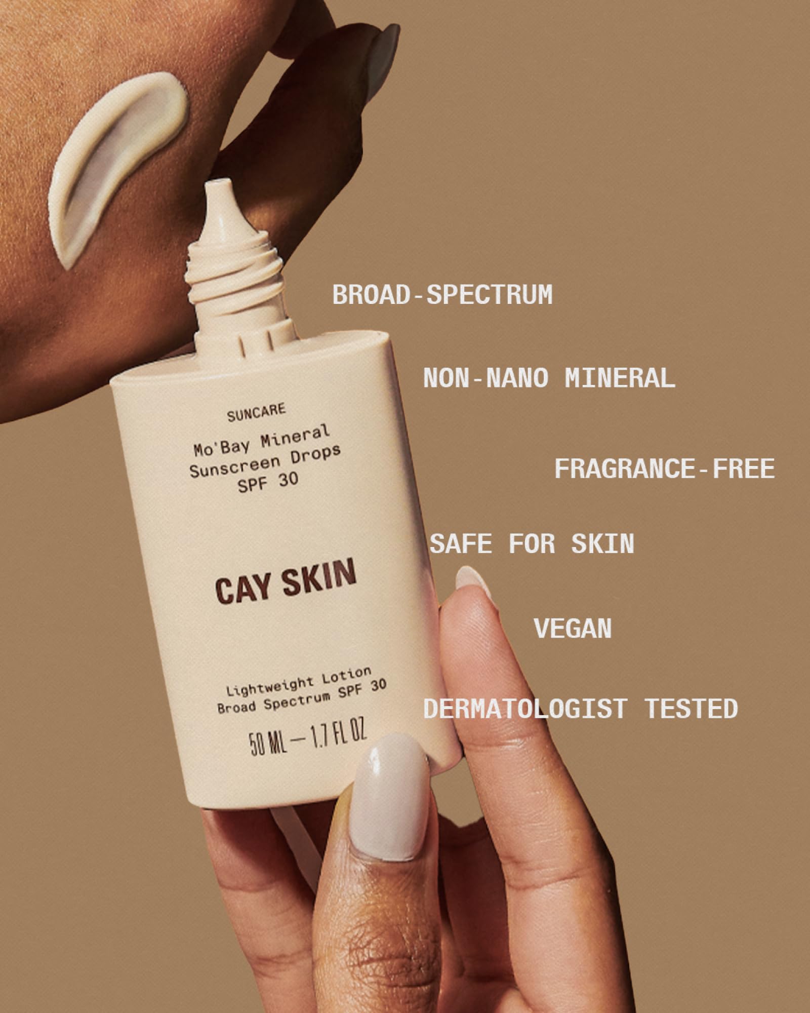 Cay Skin Mo'Bay Mineral Sunscreen Drops SPF 30 – Mineral SPF Face Sunscreen & Makeup Primer with Sea Moss