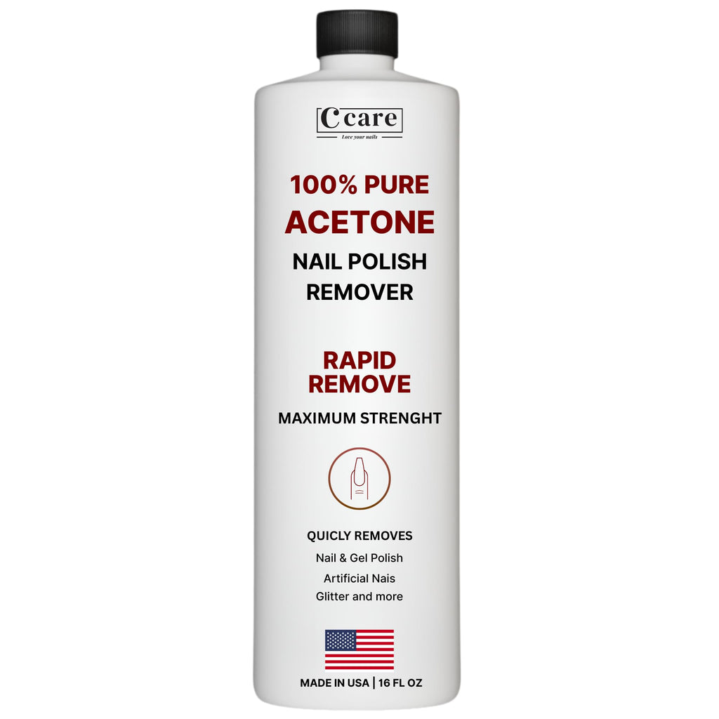 C CARE 100% Pure Acetone Nail Polish Remover | Gel, Acrylic & Glitter Removal | 16 fl oz
