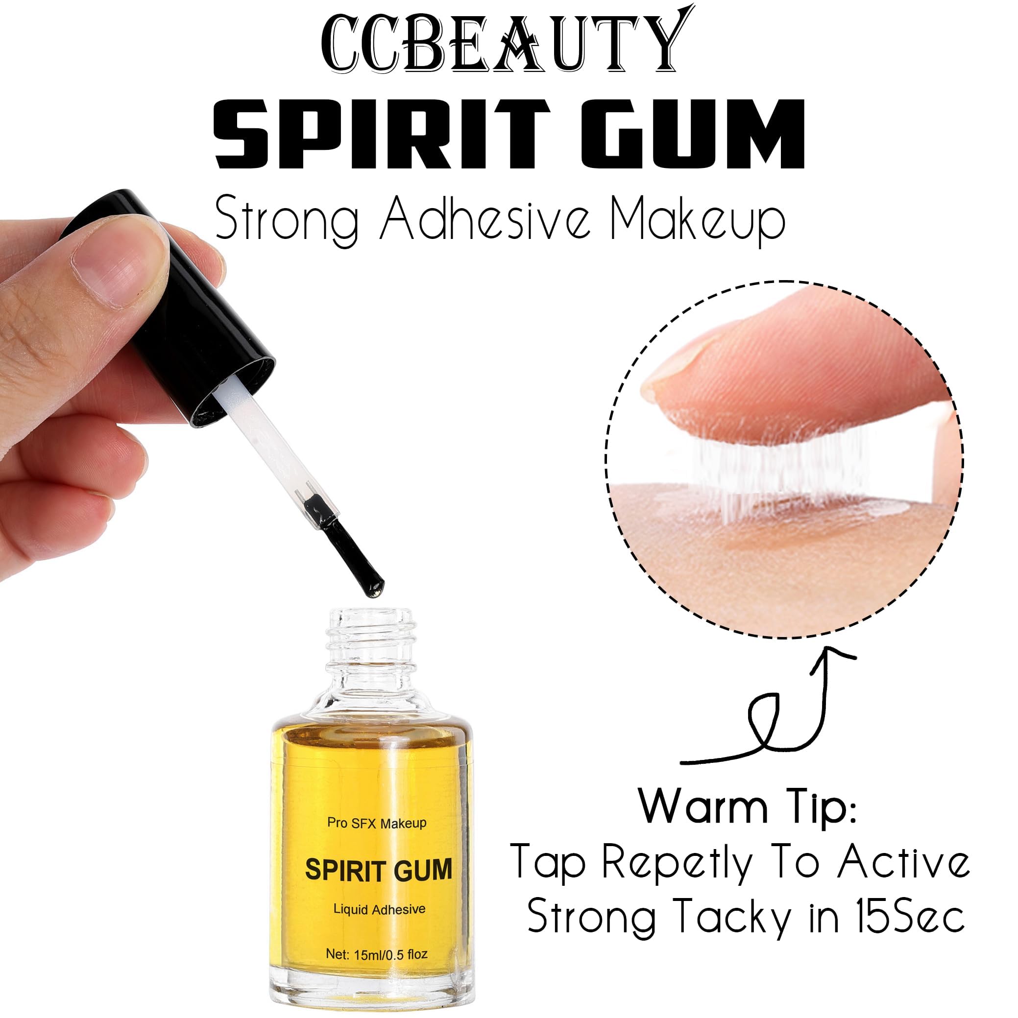 CCbeauty Spirit Gum Adhesive & Remover Kit – 15ml Spirit Gum + 50ml Remover for Bald Caps & Prosthetics