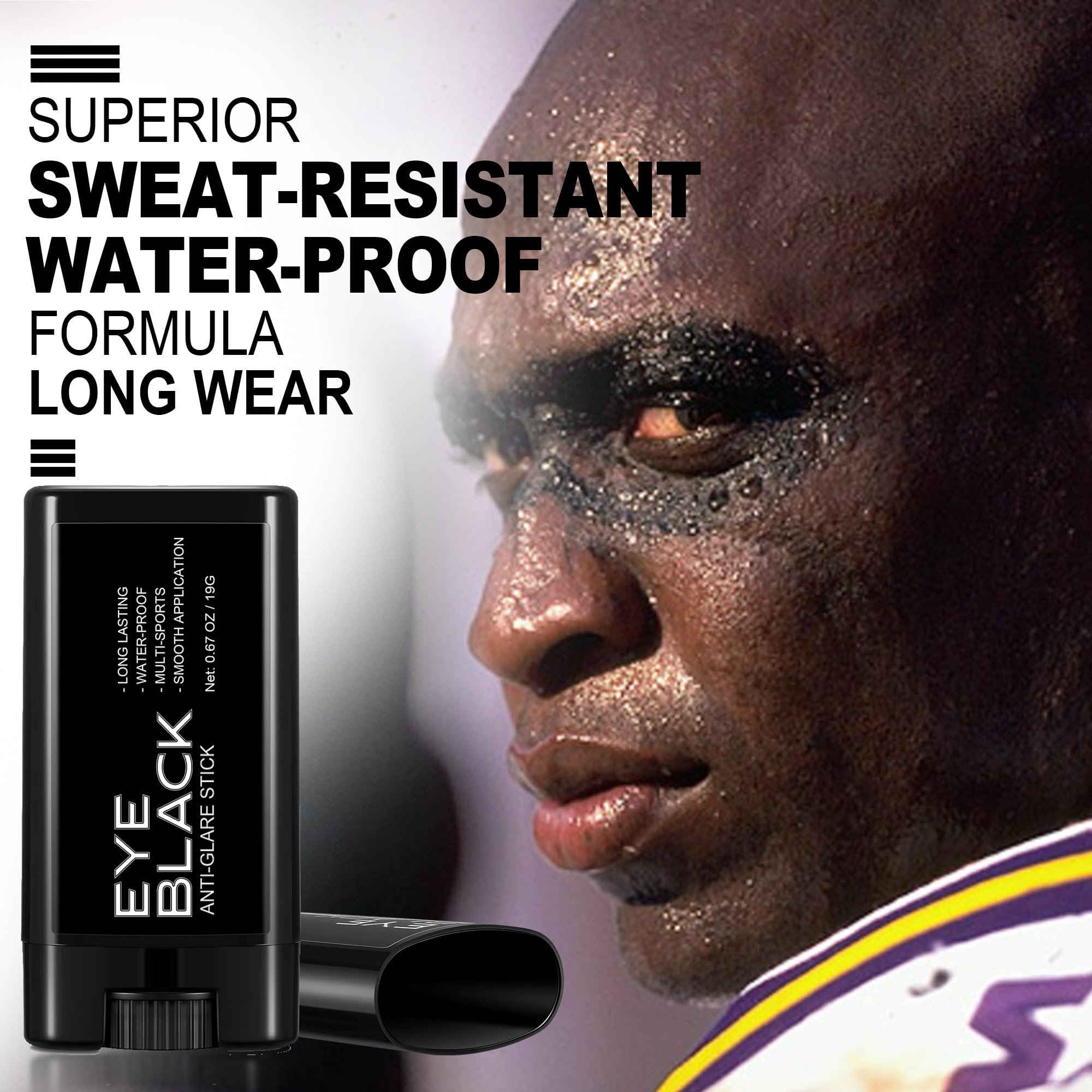 CCbeauty 2 Pack Eye Black Sticks – Sweatproof Eyeblack for Baseball & Football