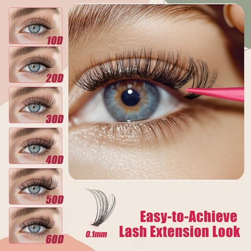CCODDY Lash Clusters Kit — 600 Pcs Wispy Lashes 10D-60D, D Curl, Bond & Seal for DIY Home Lashes