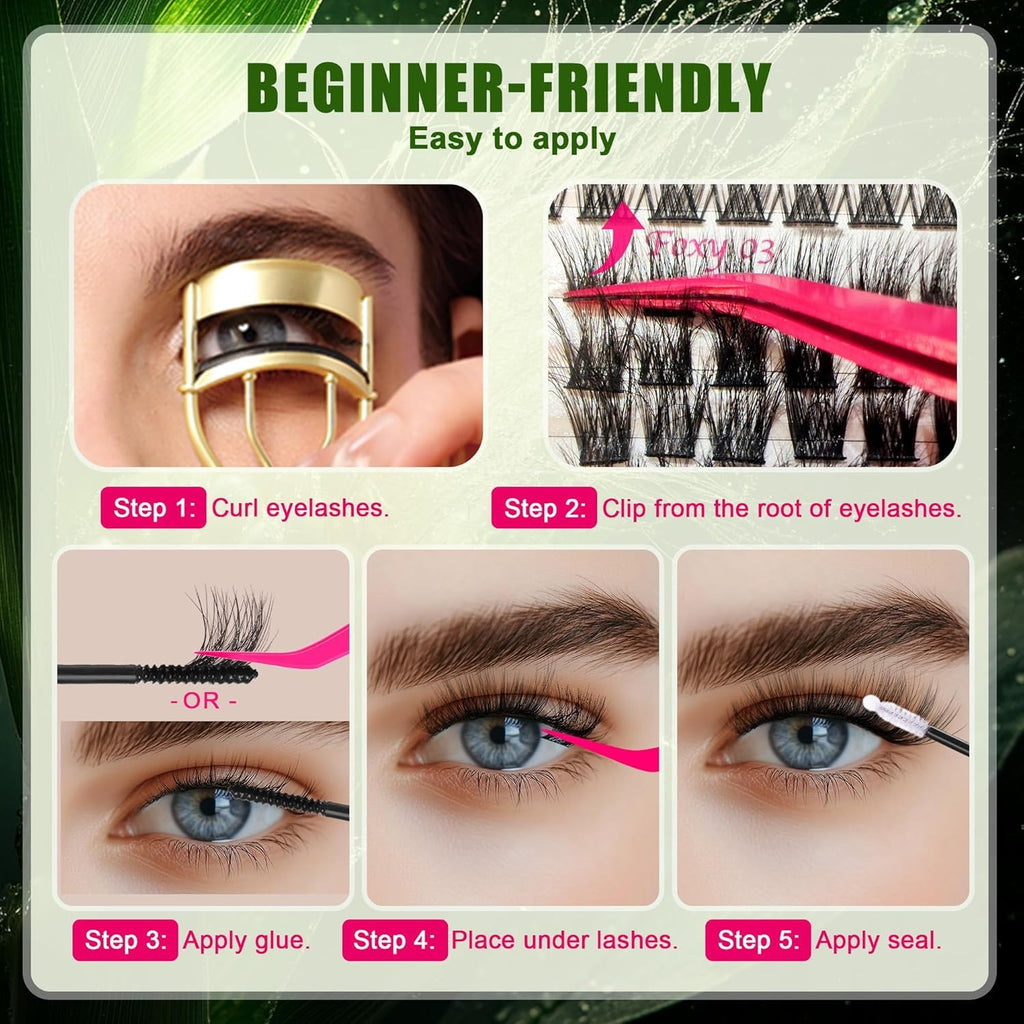 CCODDY Lash Clusters Kit 432 Pcs – D Curl Biodegradable Lashes for DIY Home Extensions