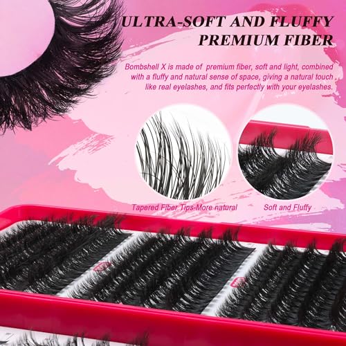 CCODDY Bombshell Plus 570Pcs Fluffy Lash Clusters – 200D Volume, D-Curl, DIY Home Lash Extensions (10–18mm)