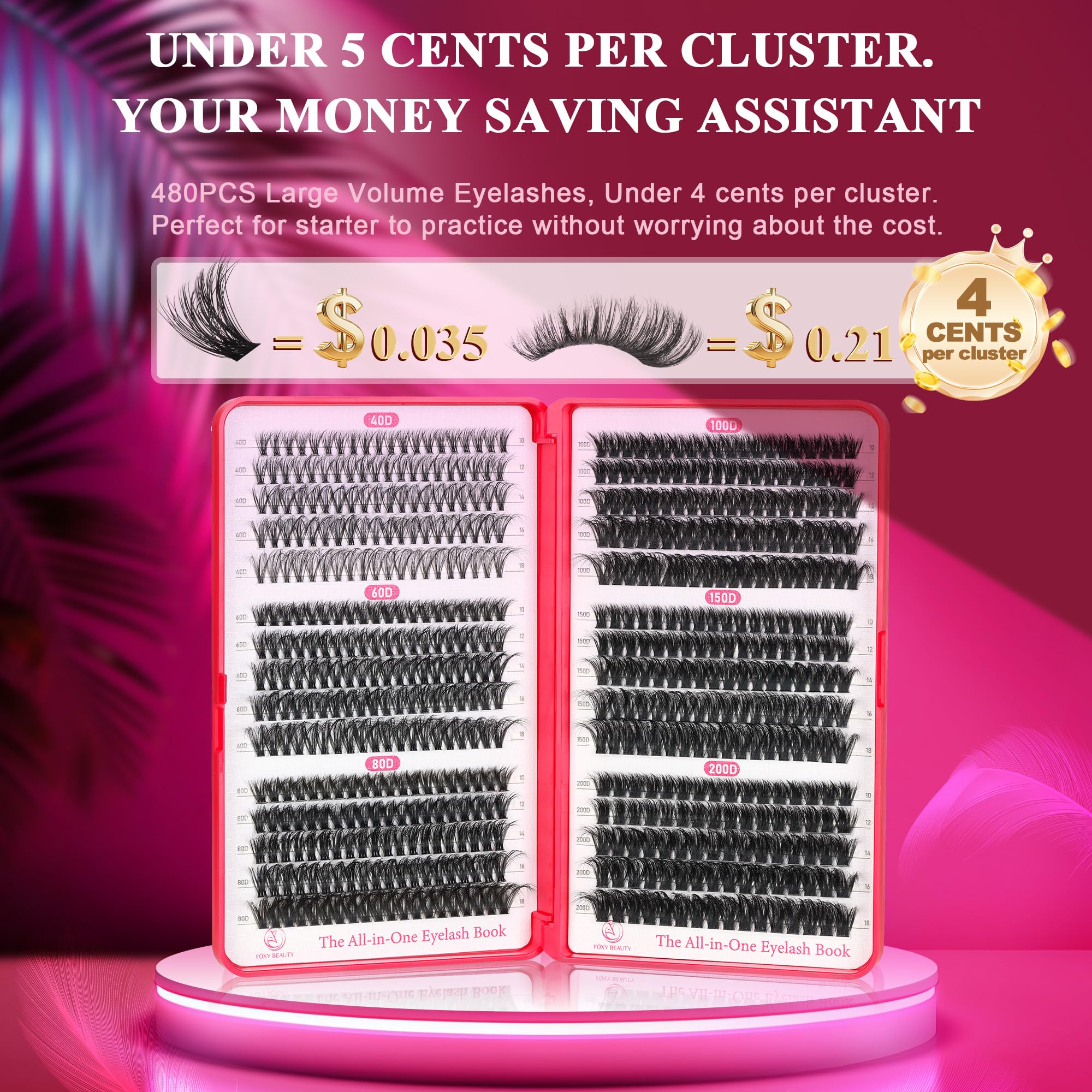 CCODDY Bombshell Plus 570Pcs Fluffy Lash Clusters – 200D Volume, D-Curl, DIY Home Lash Extensions (10–18mm)