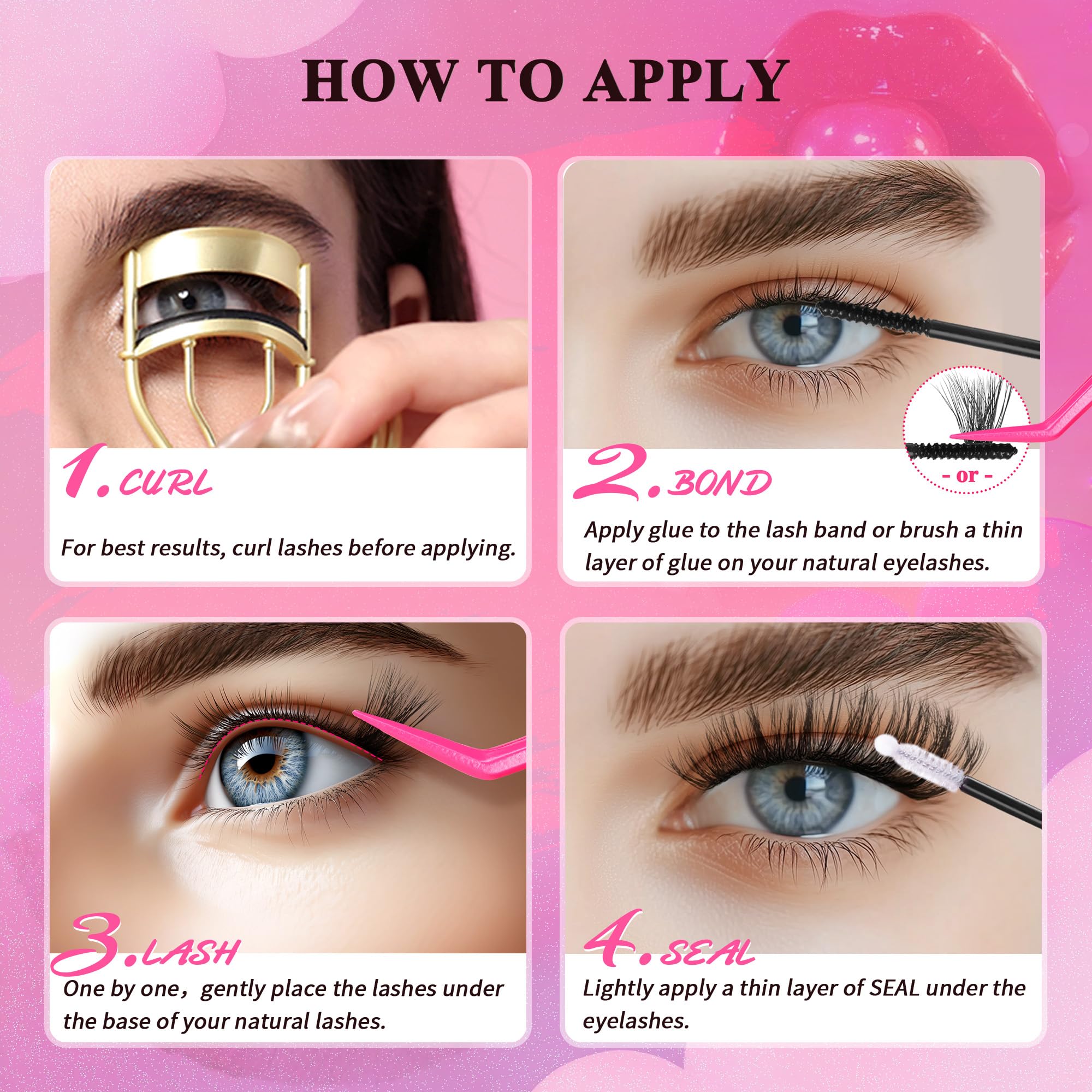 CCODDY Bombshell Plus 570Pcs Fluffy Lash Clusters – 200D Volume, D-Curl, DIY Home Lash Extensions (10–18mm)
