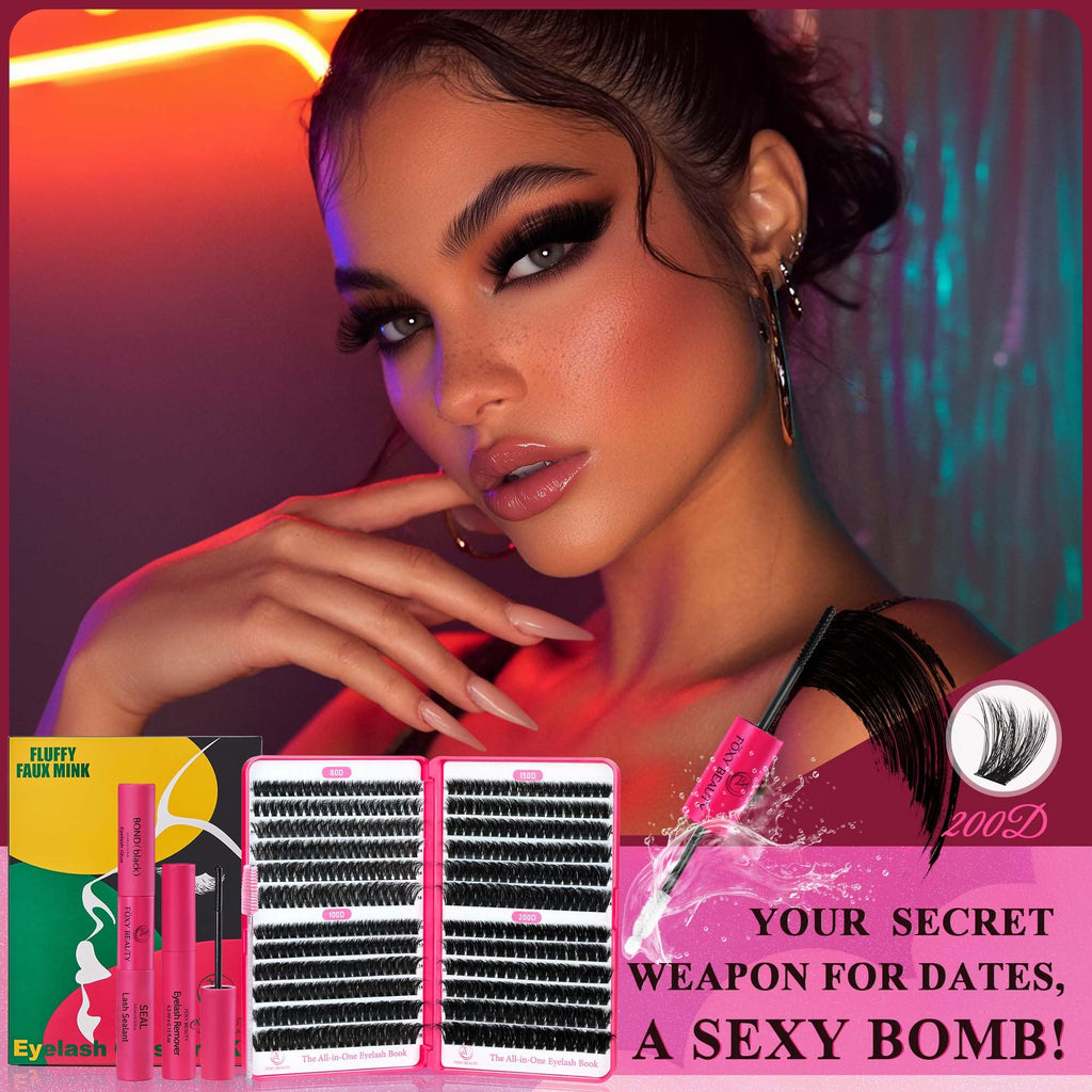 CCODDY Bombshell X Lash Clusters Kit – 5D Mink, 480Pcs, Glue & Tools
