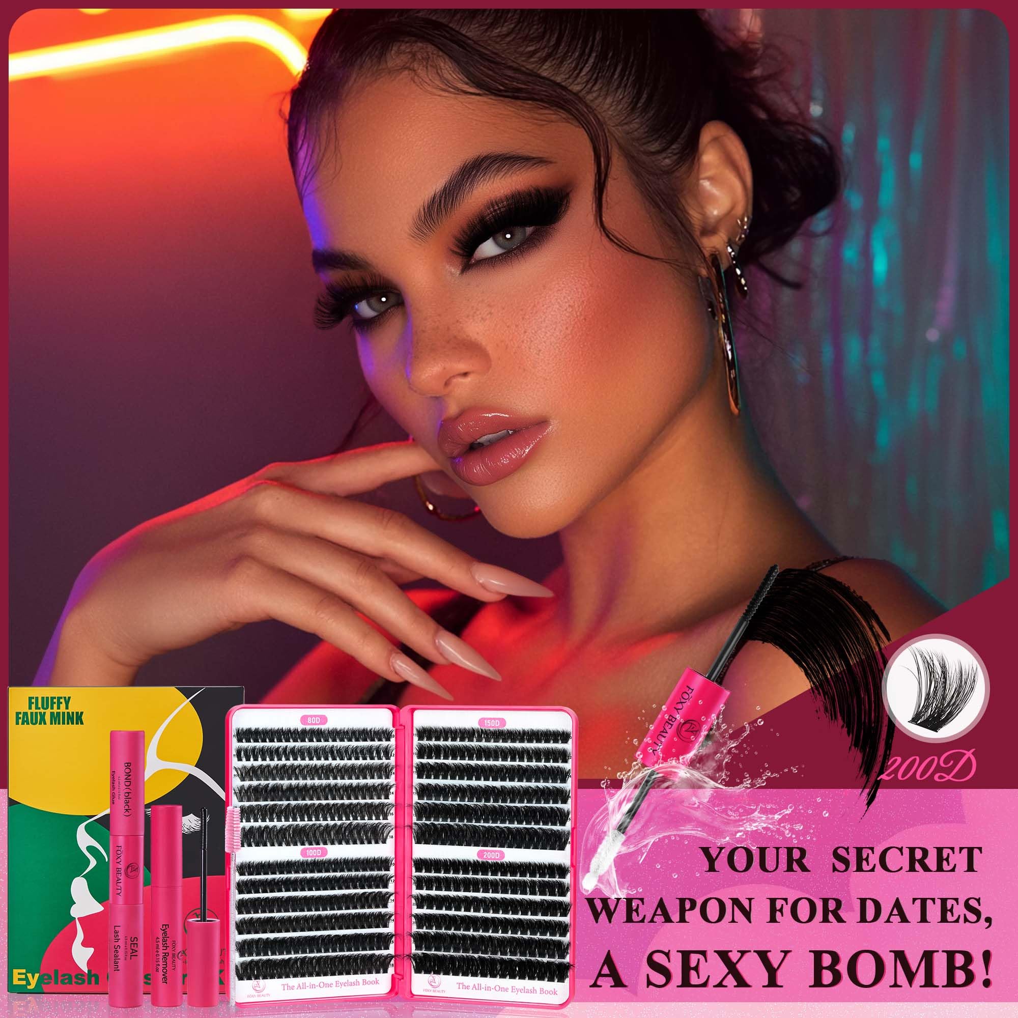 CCODDY Bombshell X Lash Clusters Kit – 5D Mink, 480Pcs, Glue & Tools