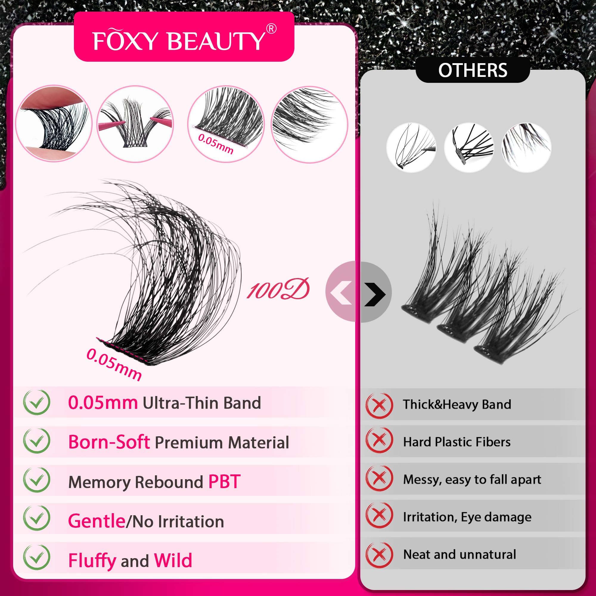CCODDY Fluffy Lash Clusters Kit — 640 Pcs, 11-18mm, D Curl Lash Extensions