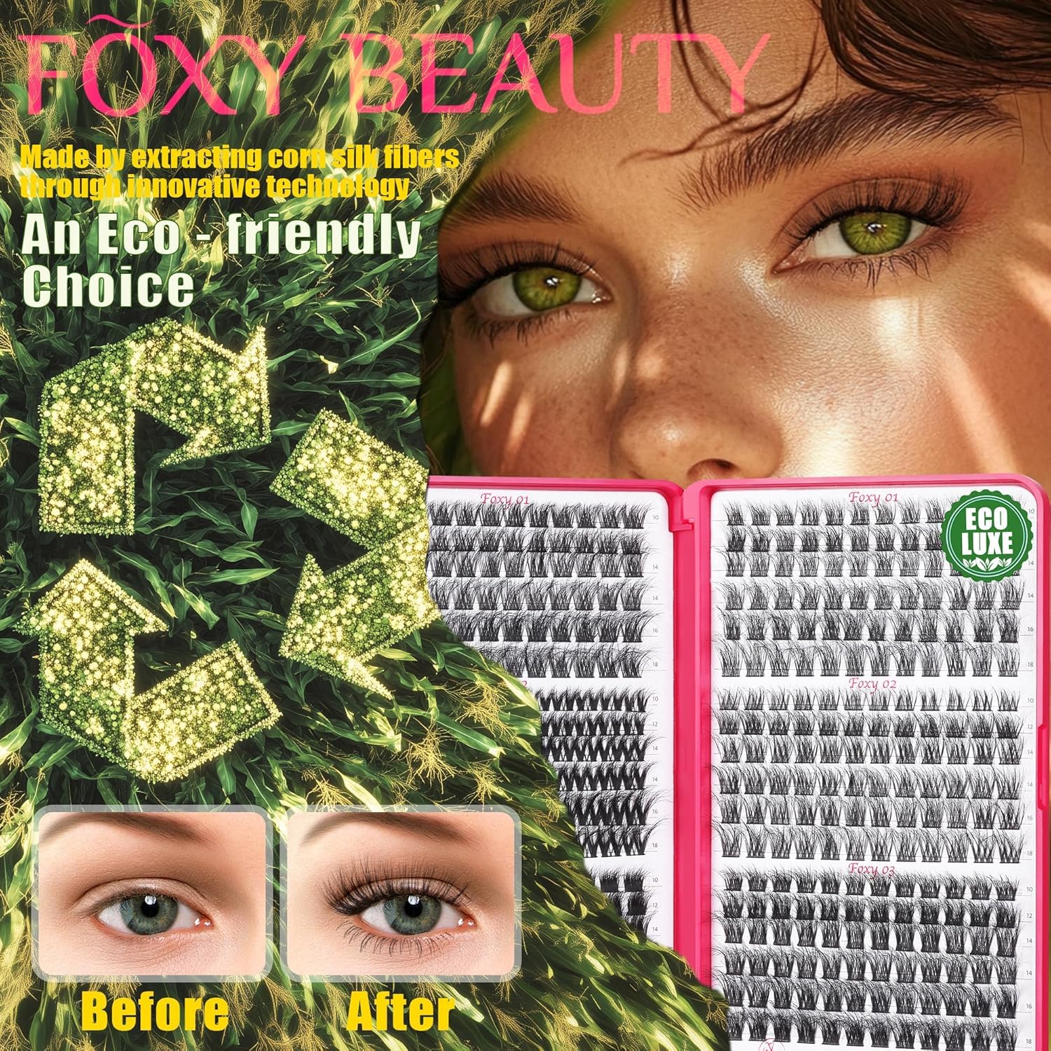 CCODDY Lash Clusters Kit 432 Pcs – D Curl Biodegradable Lashes for DIY Home Extensions