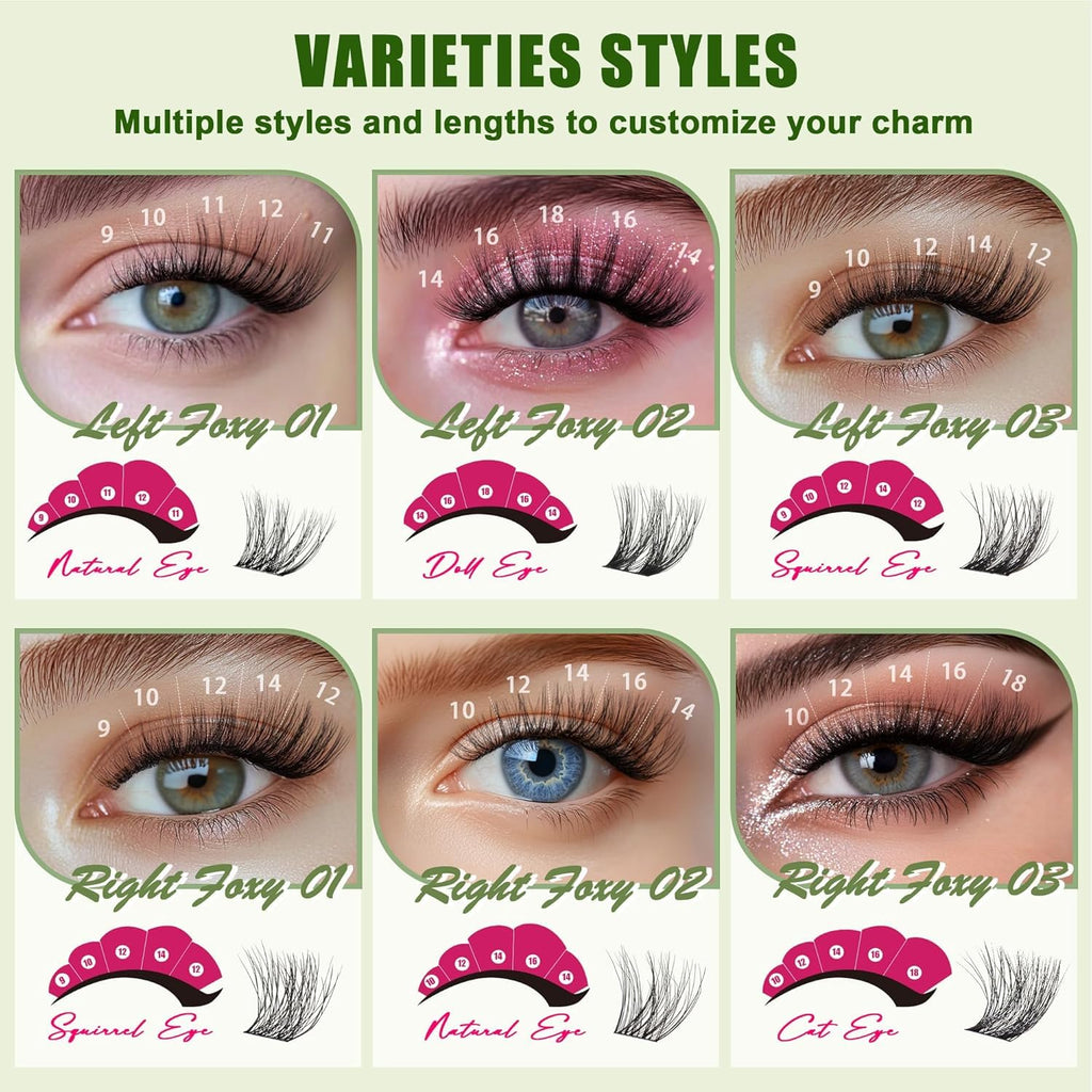 CCODDY Lash Clusters Kit 432 Pcs – D Curl Biodegradable Lashes for DIY Home Extensions
