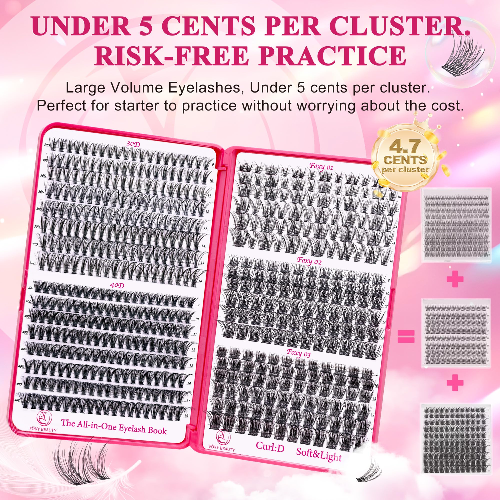 CCODDY Lash Clusters Kit 536PCS – Wispy Natural D-Curl Lashes for DIY At-Home Extensions