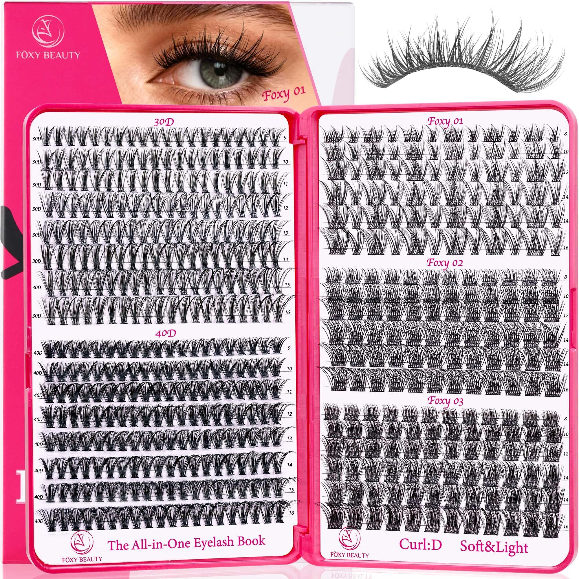 CCODDY Lash Clusters Kit – 536Pcs, D-Curl 8-16mm, DIY Natural Look