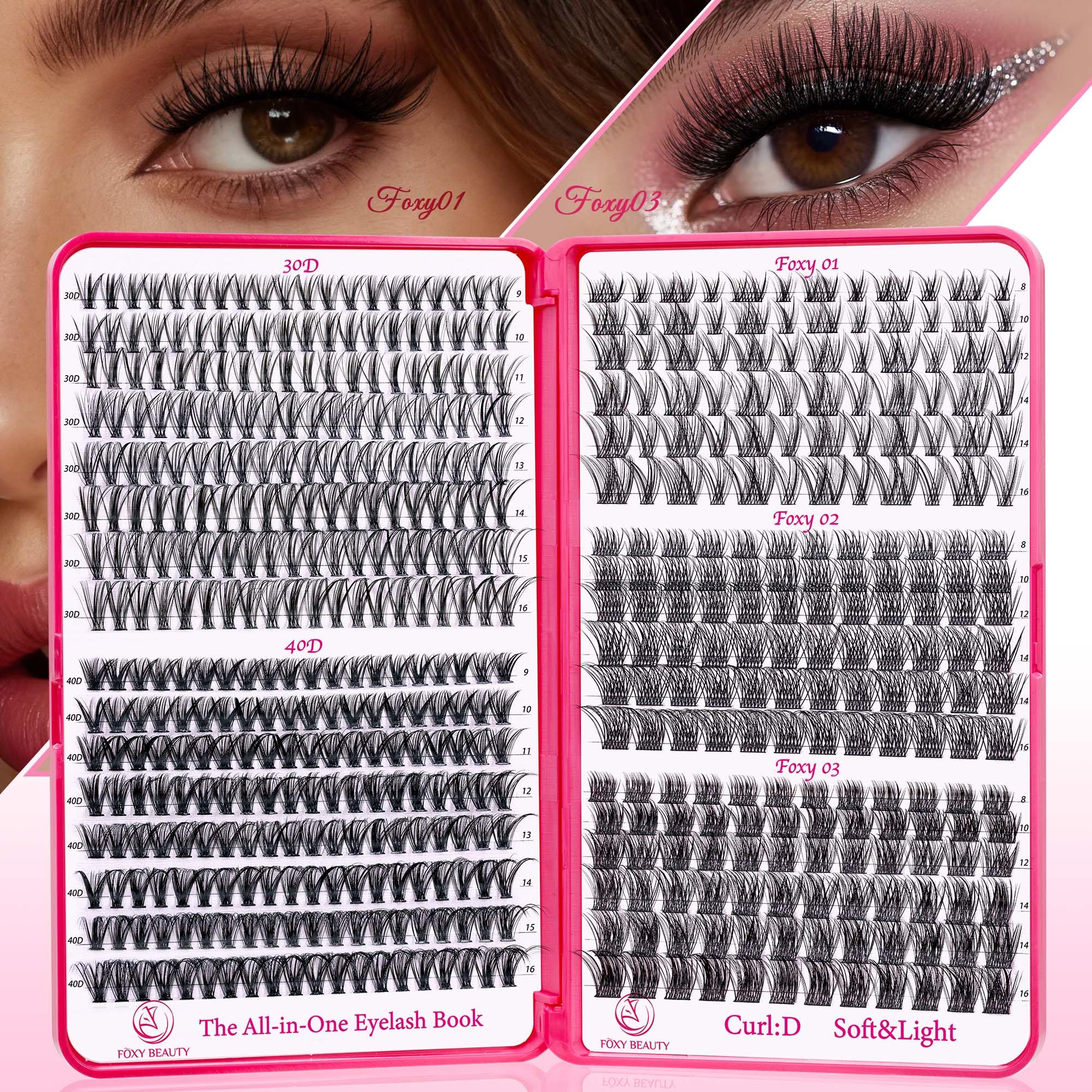 CCODDY Lash Clusters Kit 536PCS – Wispy Natural D-Curl Lashes for DIY At-Home Extensions