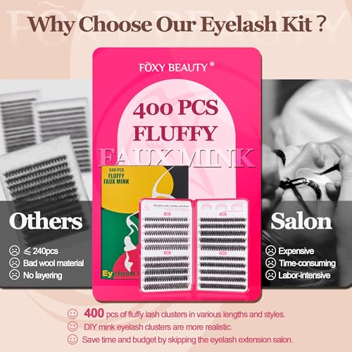 CCODDY Lash Clusters Fluffy Lashes Kit – 40D60D80D100D, D Curl, 10–18mm, Ultra-Thin Band