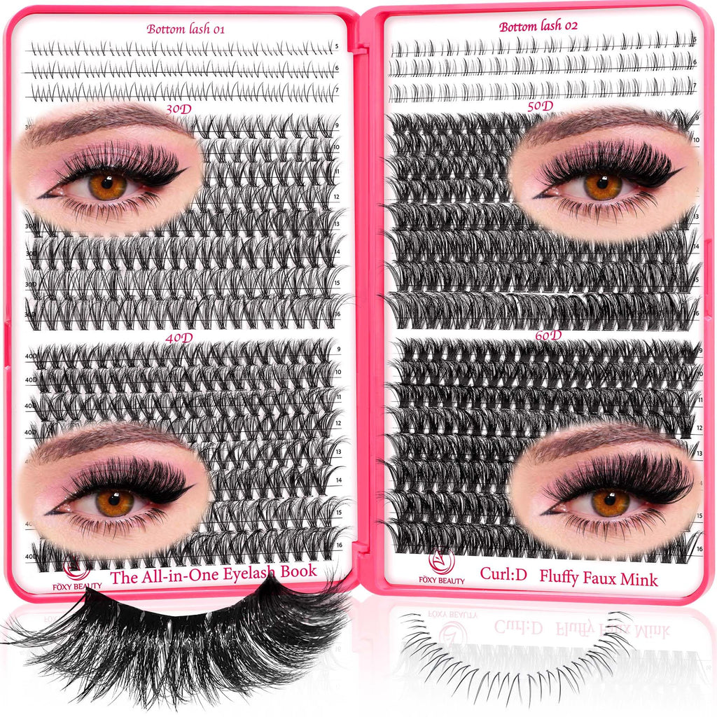 CCODDY Lash Clusters 9-16mm + 5-7mm Bottom Lashes DIY Kit | D Curl 30D-60D