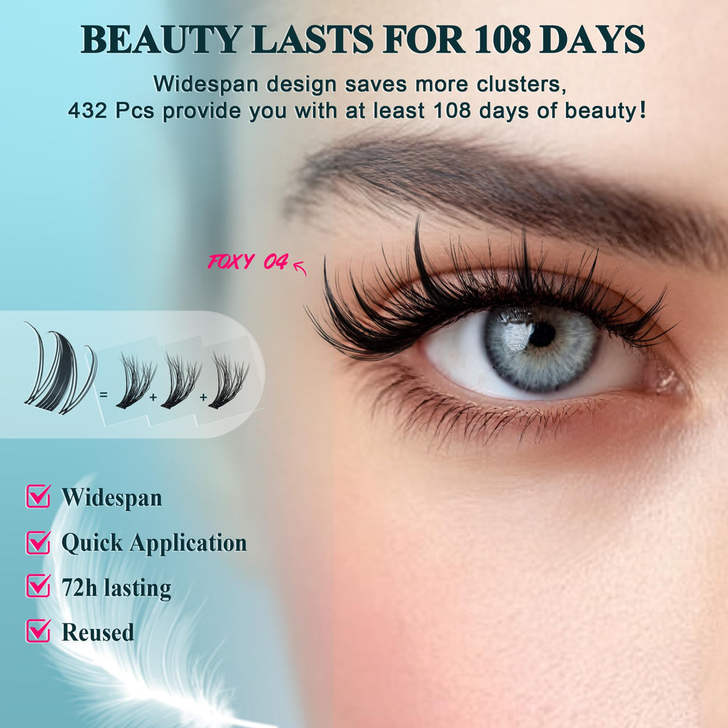 CCODDY Vasa Muse Lash Clusters – Wispy Natural & Manga Spiky, Wide Invisible Band (10–16mm)