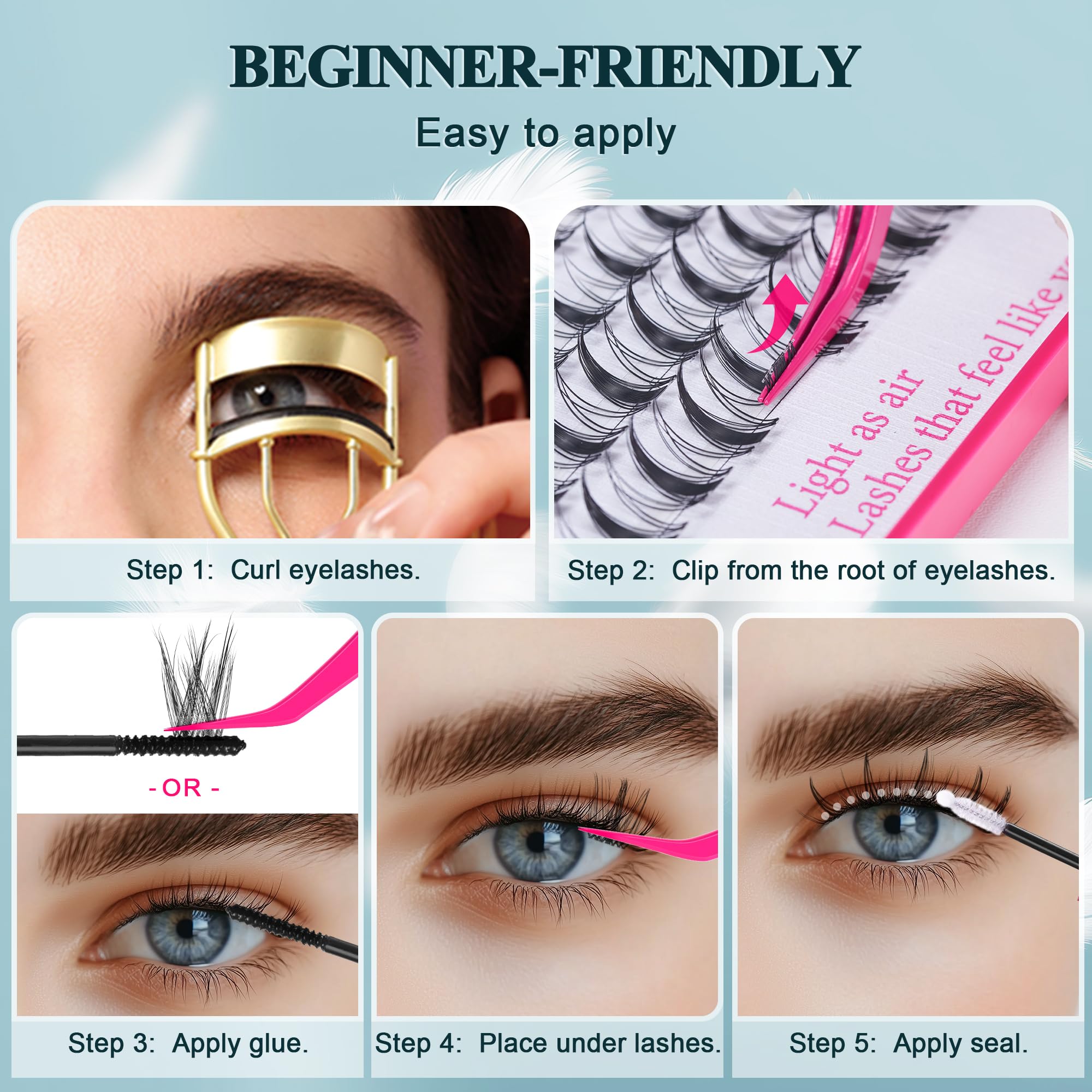 CCODDY Vasa Muse Lash Clusters – Wispy Natural & Manga Spiky, Wide Invisible Band (10–16mm)