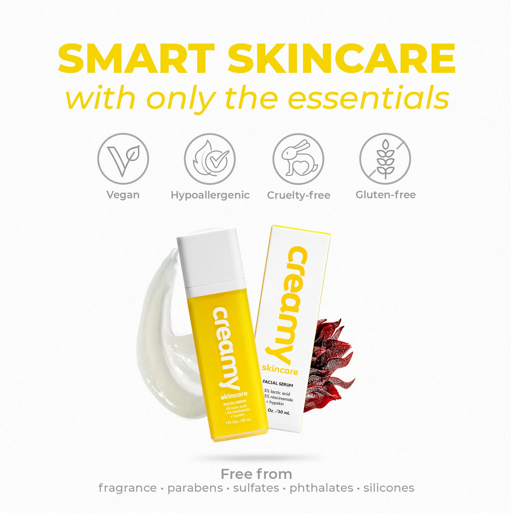 Creamy Skincare Hydrating 5% Serum with 5% Lactic Acid & 5% Niacinamide – Hypskin, For Dry and Dull Skin, 1 fl oz