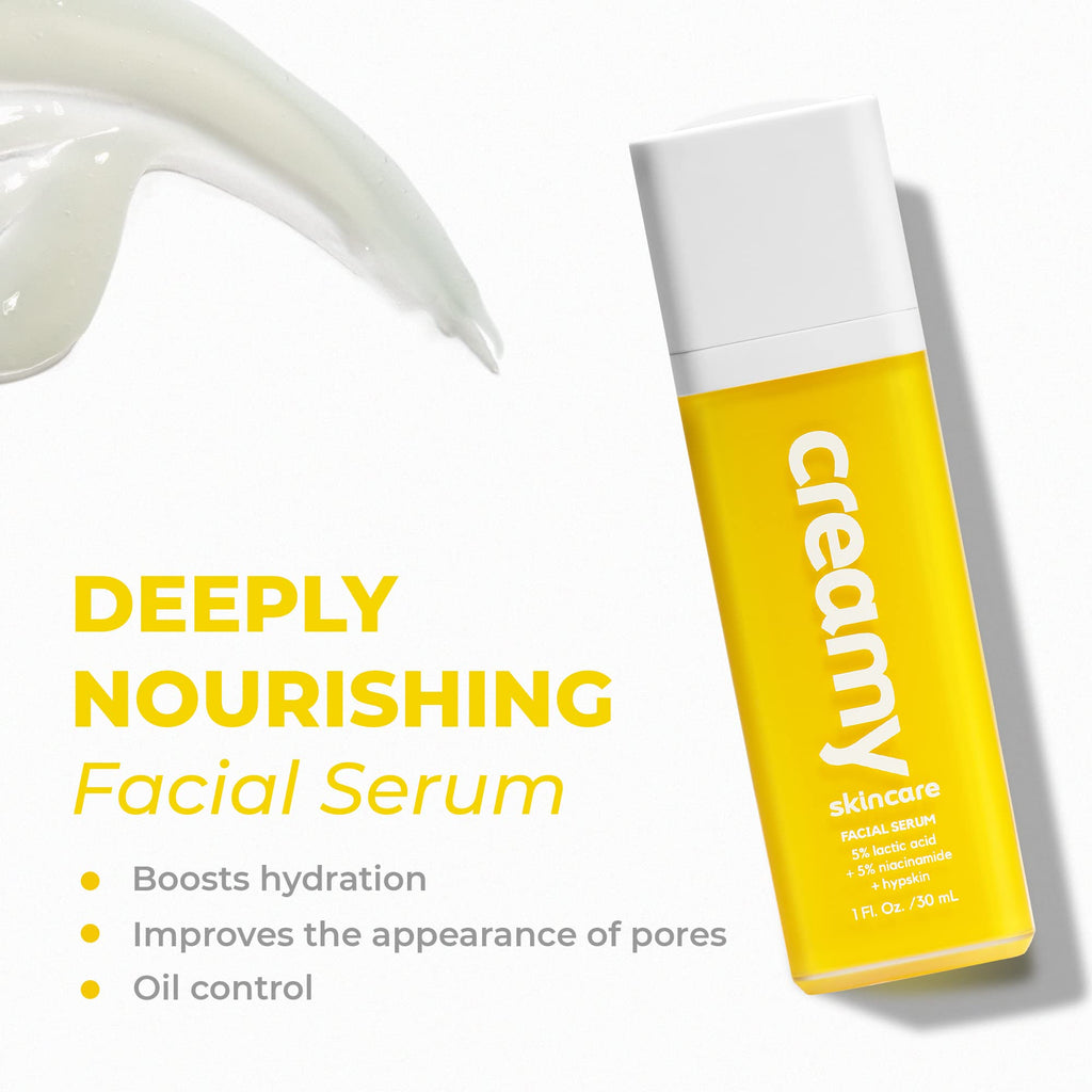 Creamy Skincare Hydrating 5% Serum with 5% Lactic Acid & 5% Niacinamide – Hypskin, For Dry and Dull Skin, 1 fl oz