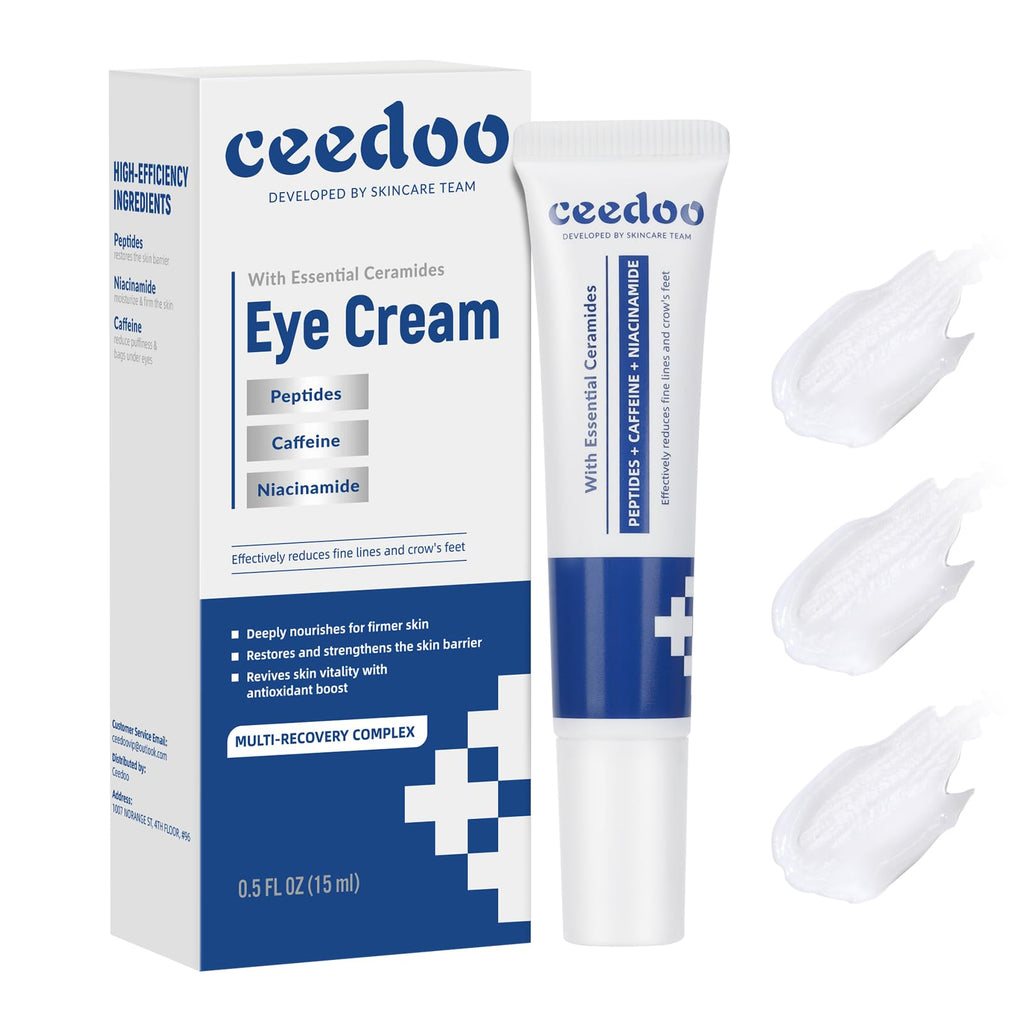 ceedoo Eye Cream for Wrinkles & Fine Lines | Ceramides, Peptides & Caffeine
