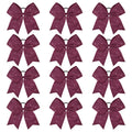 CEELGON 12 PCS Burgundy Glitter Cheer Bows – 8” Large Rhinestones for Teens