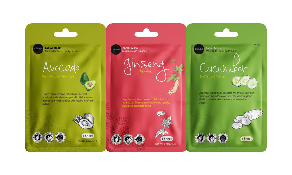 Celavi Essence Facial Sheet Masks Variety Set | Authentic Korean Moisturizing Skincare