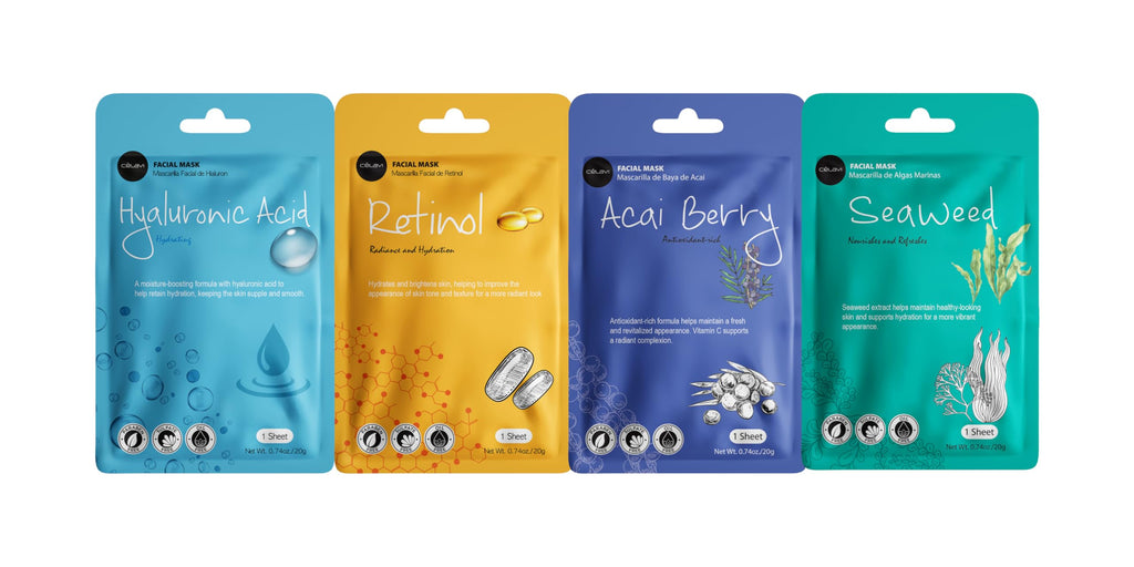 Celavi Cosmetics Face Mask Set – 24 K-Beauty Sheet Masks, Made in Korea