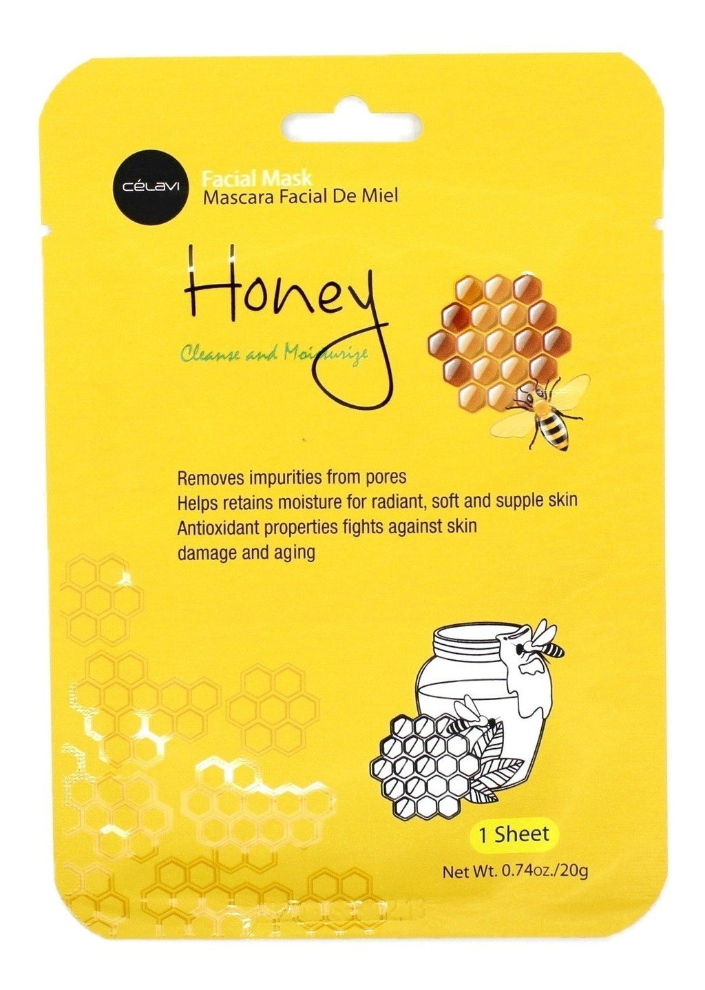 Celavi Essence Honey Facial Mask – Moisturizing Sheet Mask (24 Pack)