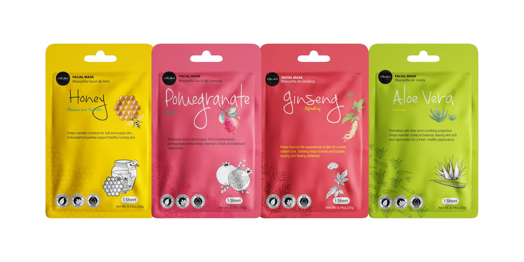 Celavi Cosmetics Face Mask Set – 24 K-Beauty Sheet Masks, Made in Korea