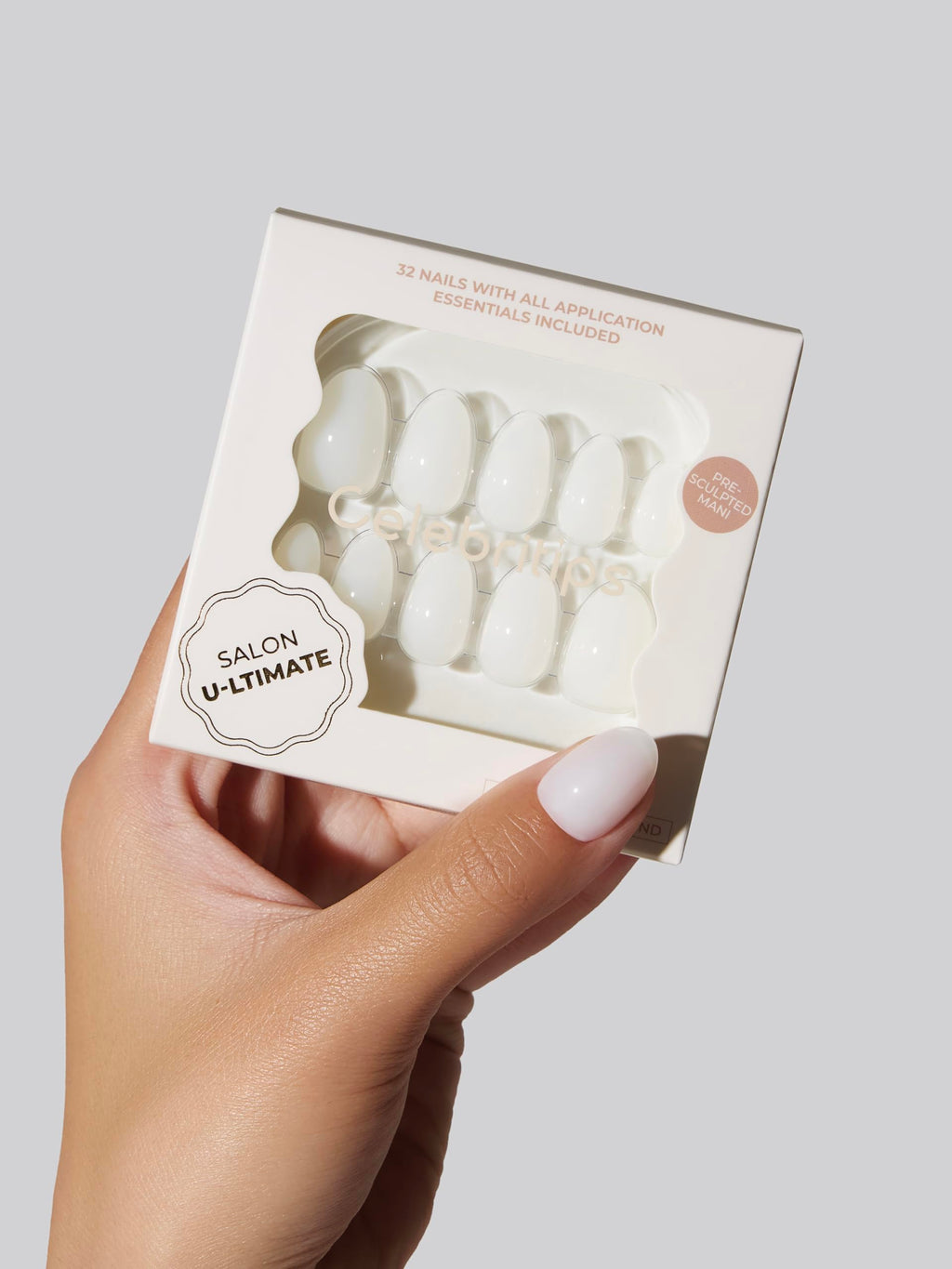 Celebritips Salon U-ltimate Press On Nails – Sheer Milk Extra Short Almond Kit