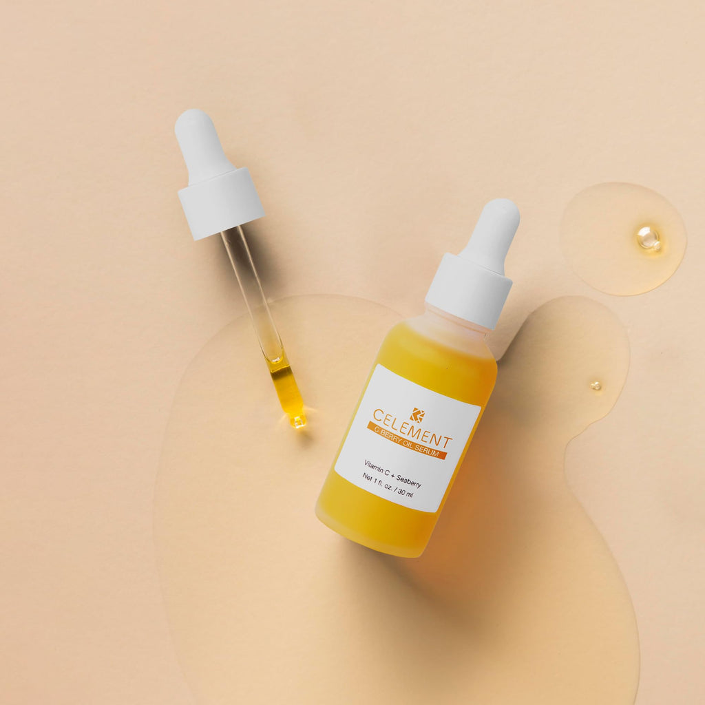 Celement C Berry Oil Serum with Vitamin C, Sea Buckthorn, Rosehip, Jojoba, Squalane – Brightening Serum for Even Tone, Nail & Cuticle Care – 1 fl oz