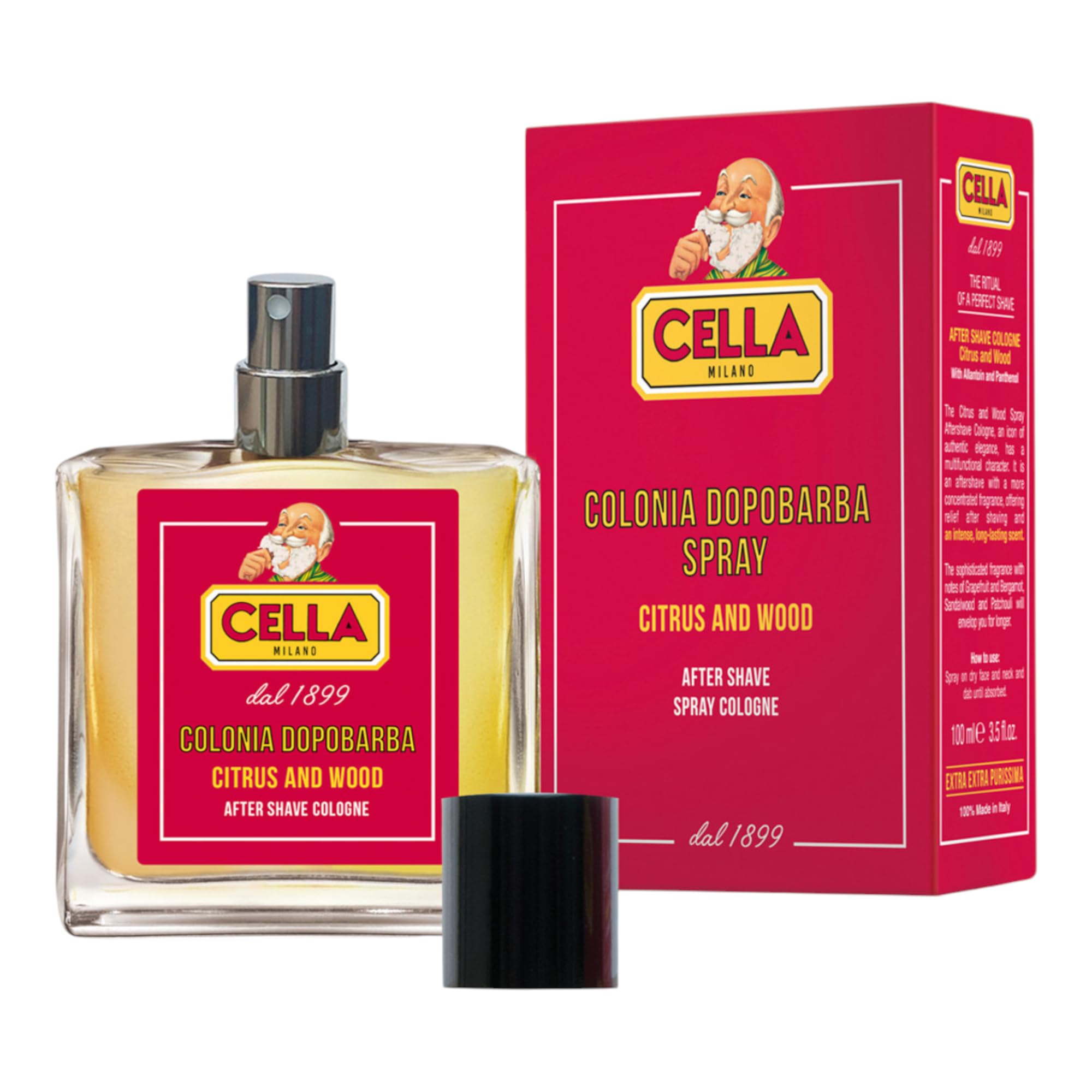 Cella Milano Aftershave Spray - Citrus & Wood, 100ml Glass Bottle