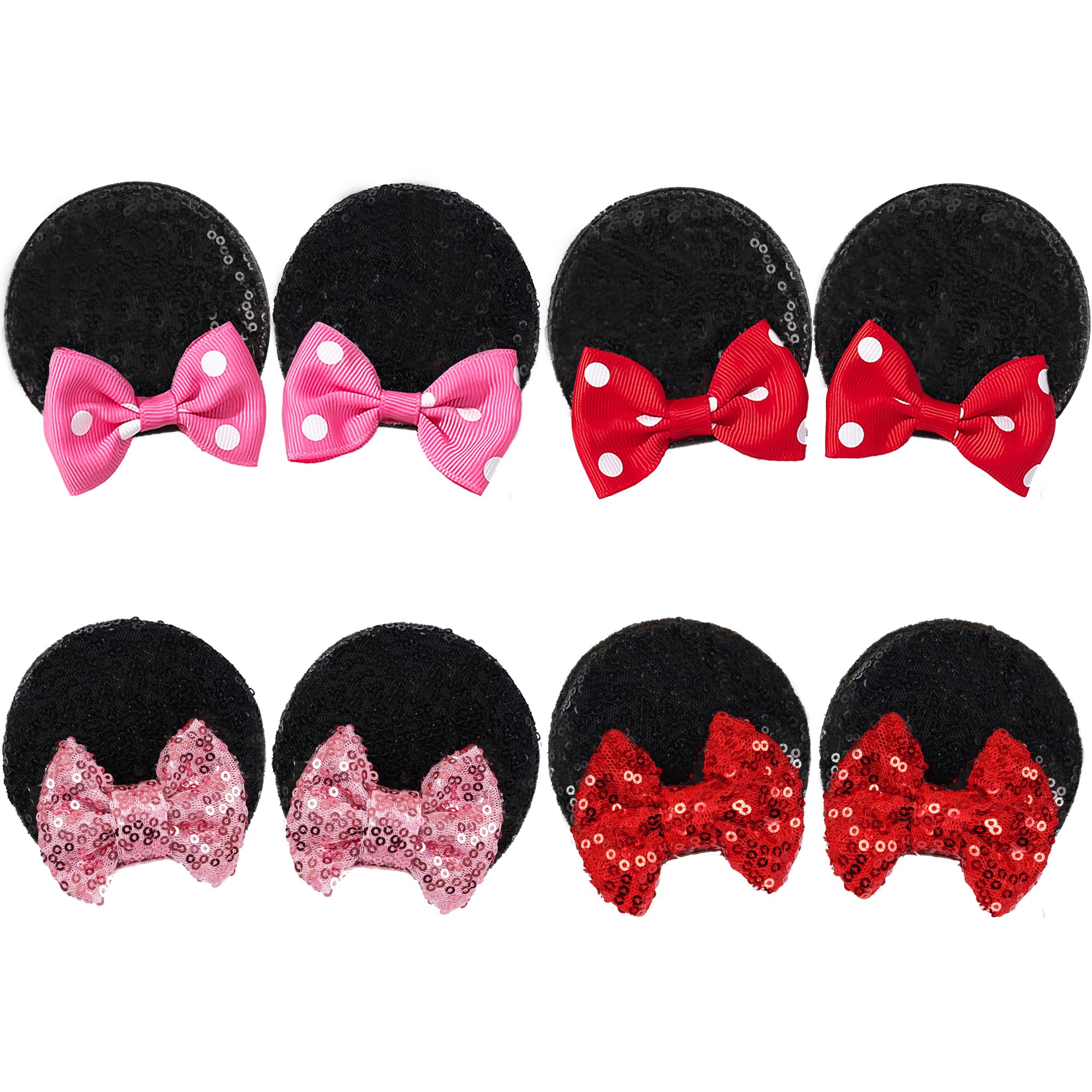 CellElection Mouse Ears Clips – 8-Piece Sequin Mice Ears for Girls
