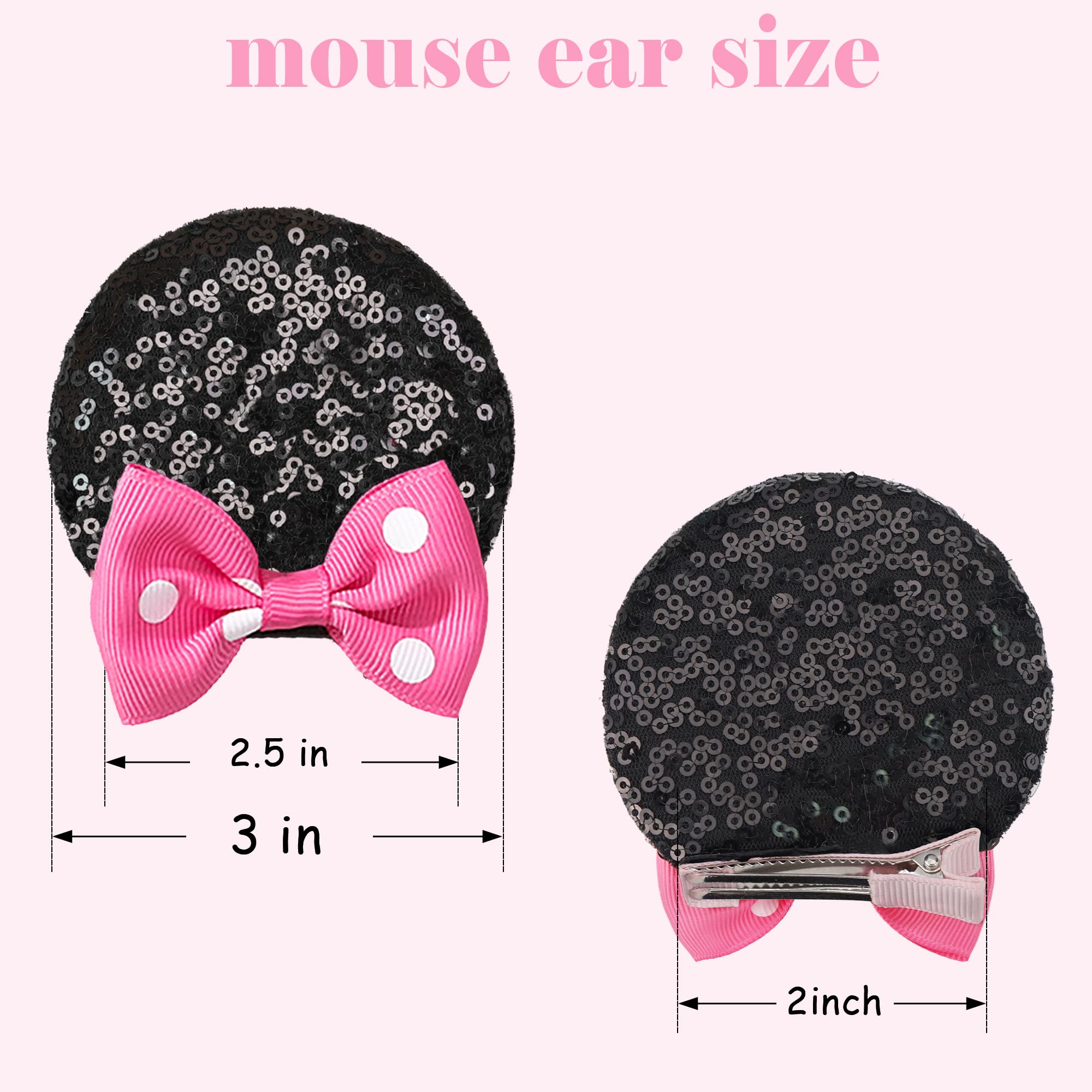 CellElection Mouse Ears Clips – 8-Piece Sequin Mice Ears for Girls