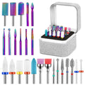 Cellentool 25Pcs Nail Drill Bits Set with Storage Box – Tungsten Ceramic Diamond Carbide Bits for Acrylic & Gel Polish