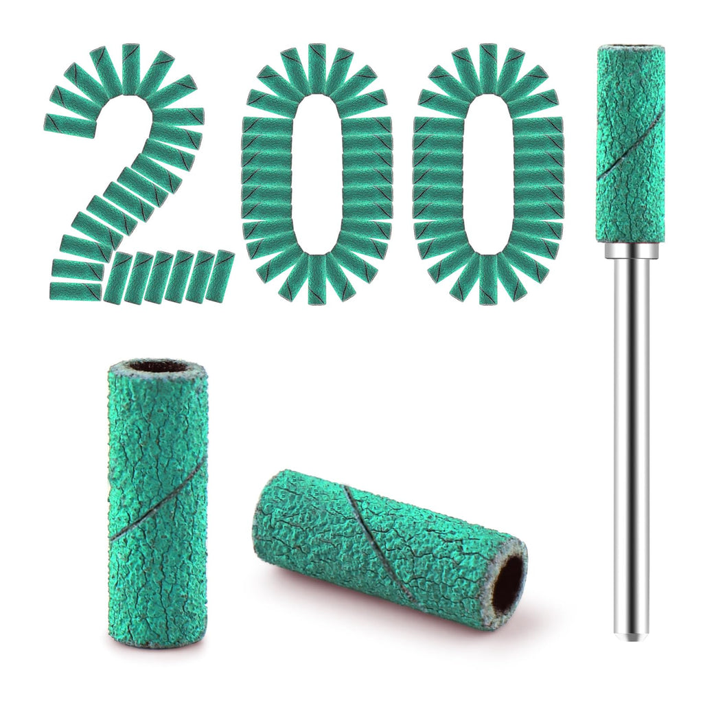 Cellentool 200 Pcs Small Sanding Bands with 3.1mm Mandrel Bit — 150/180/240 Grits for Acrylic & Gel Manicures