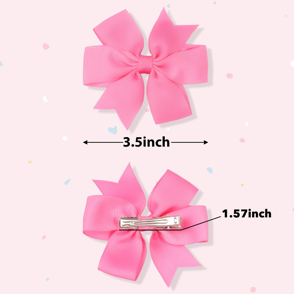 CÉLLOT 80-Pcs 3.5-Inch Pinwheel Grosgrain Ribbon Bows with Alligator Clips – Hair Accessories Set for Girls