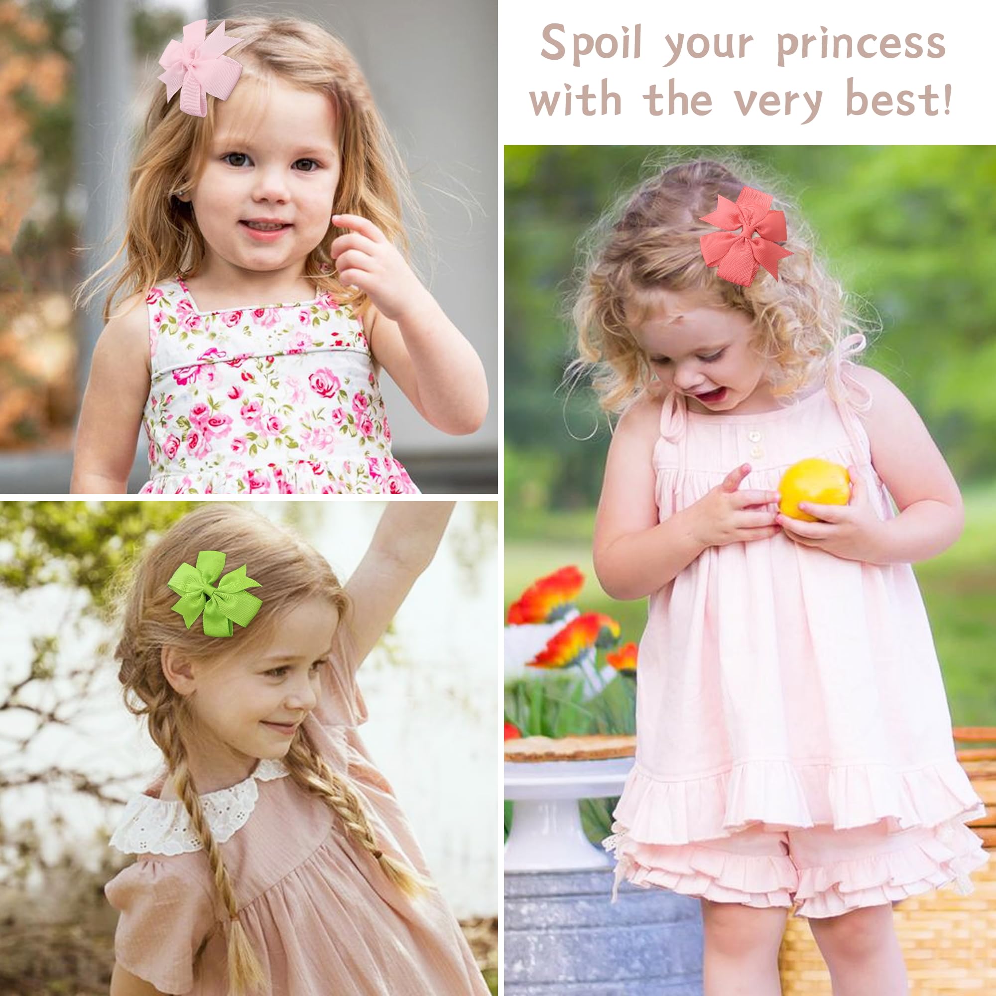 CÉLLOT 80-Pcs 3.5-Inch Pinwheel Grosgrain Ribbon Bows with Alligator Clips – Hair Accessories Set for Girls